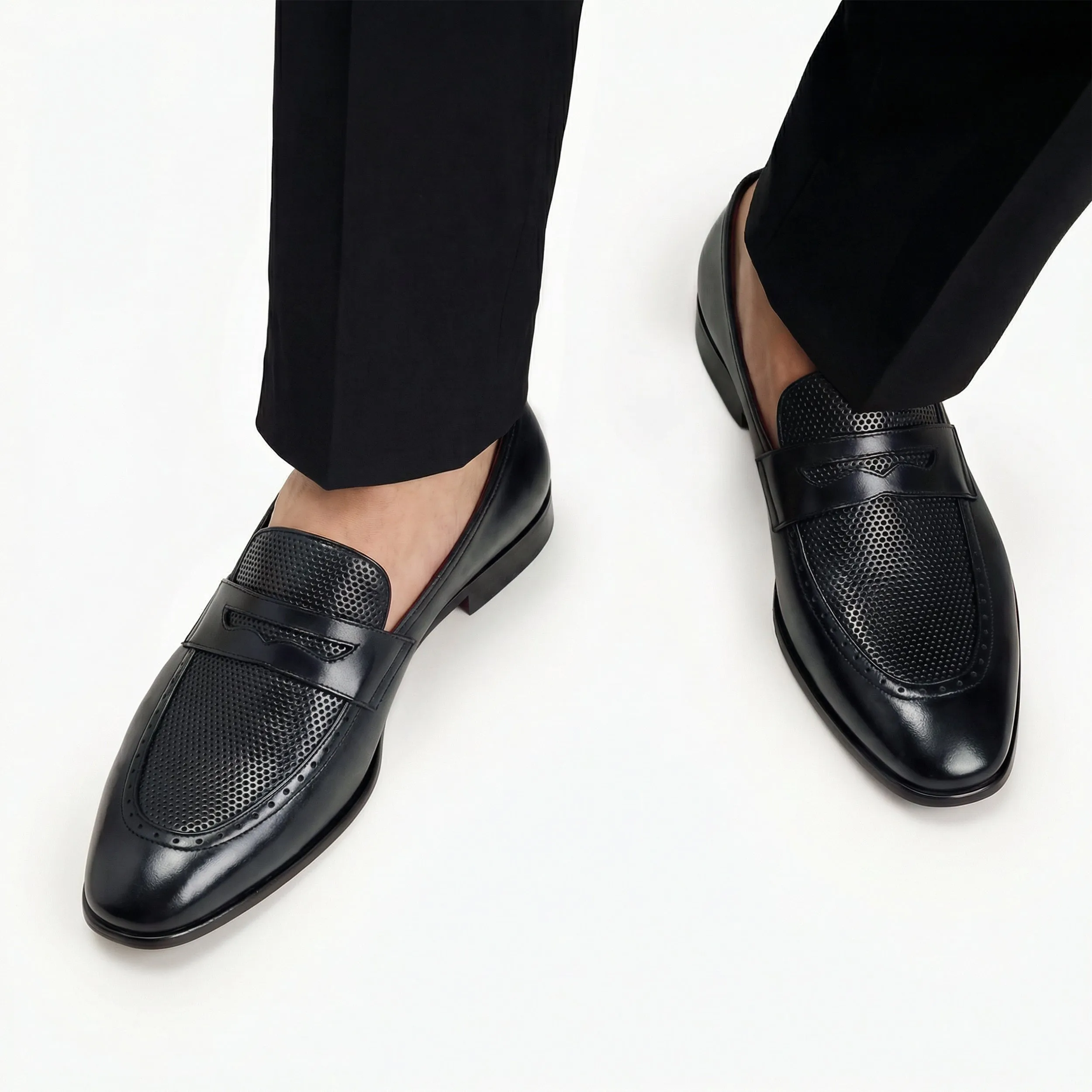 Men's Black Perforated Leather Loafer sold by Armos product image thumbnail 2