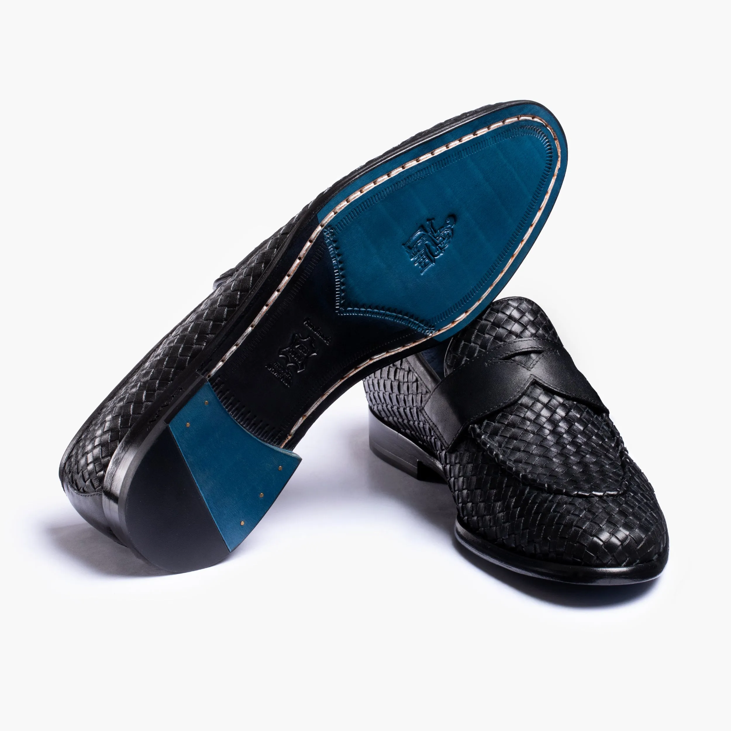 Men's Black Woven Leather Penny Loafer sold by Armos product image thumbnail 4