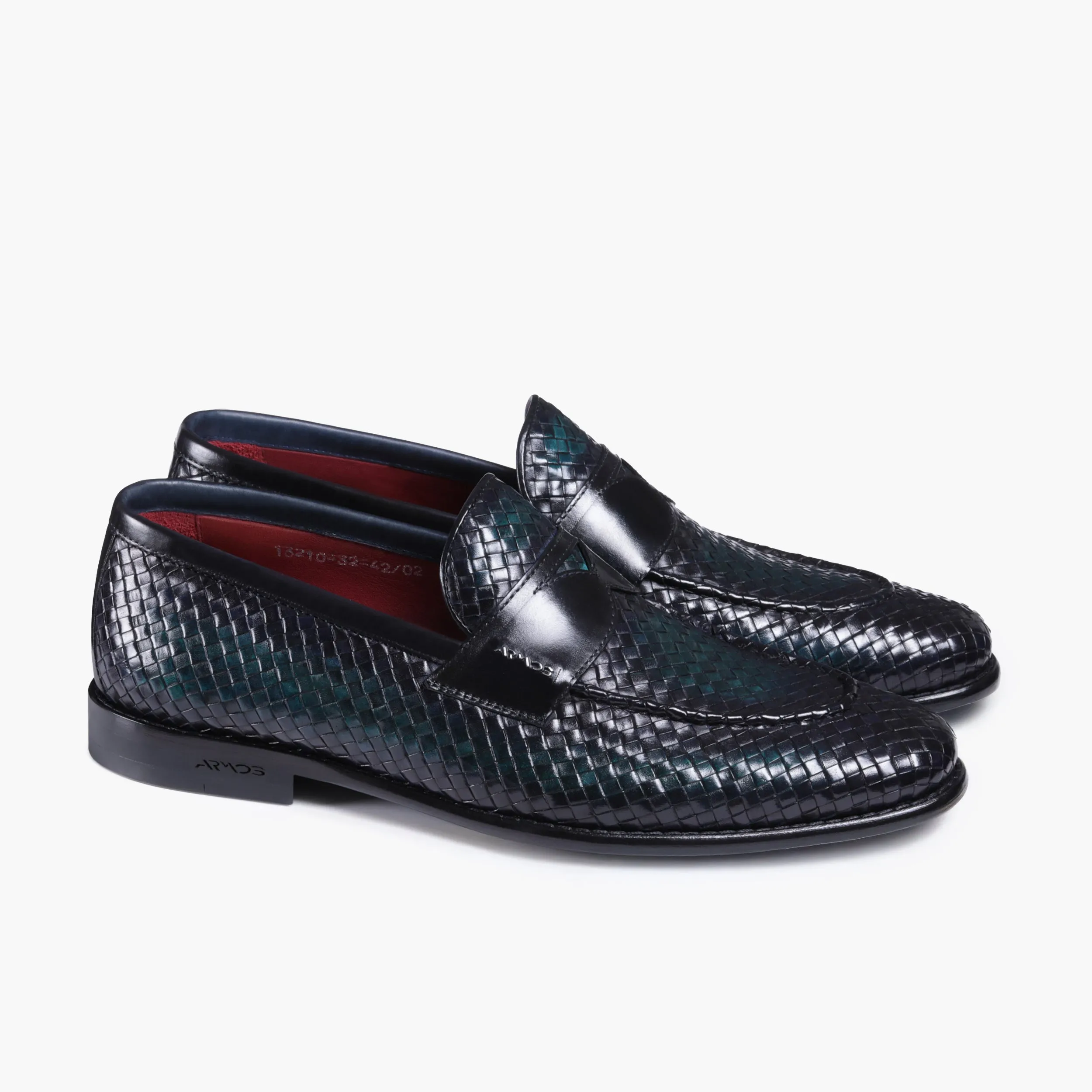 Men's Green Woven Leather Penny Loafer sold by Armos product image thumbnail 3