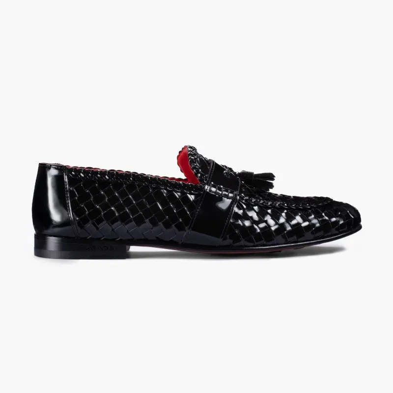 Men's Black Patent Leather Tassel Loafer made by Armos