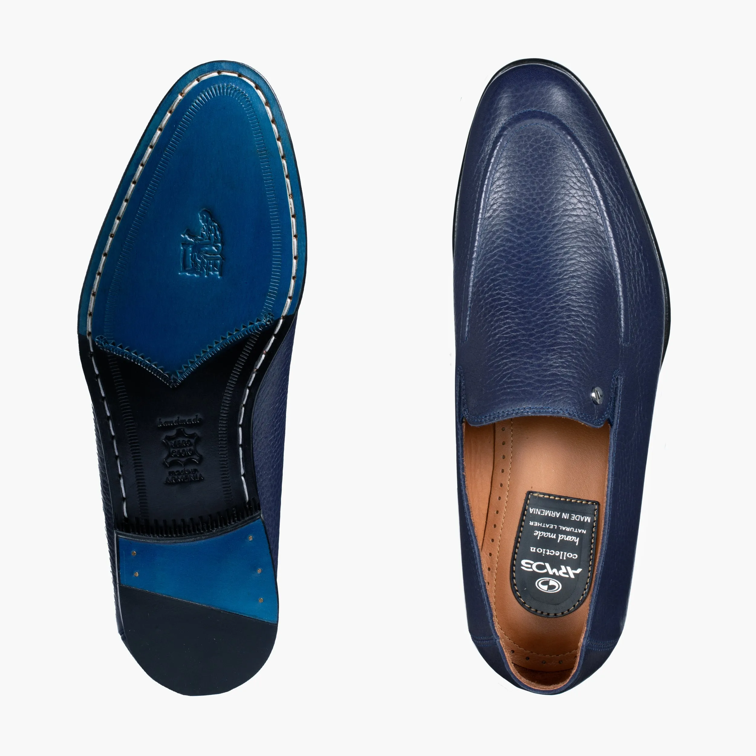 Men's Navy Deer Leather Loafer sold by Armos product image thumbnail 5