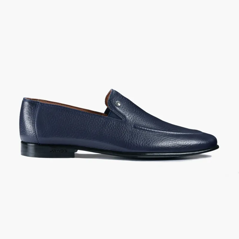 Men's Navy Deer Leather Loafer made by Armos