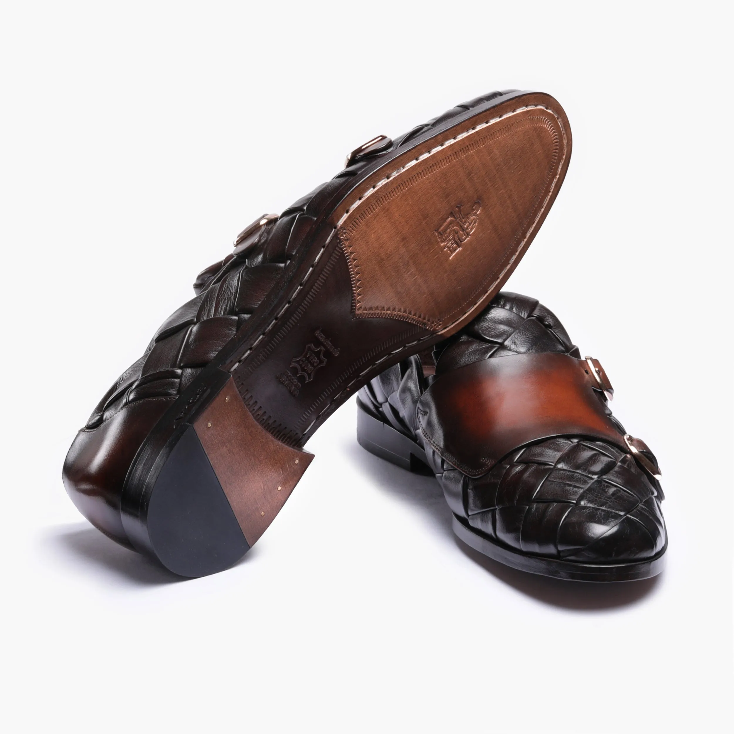 Men's Brown Woven Patina Double Monk Strap sold by Armos product image thumbnail 4