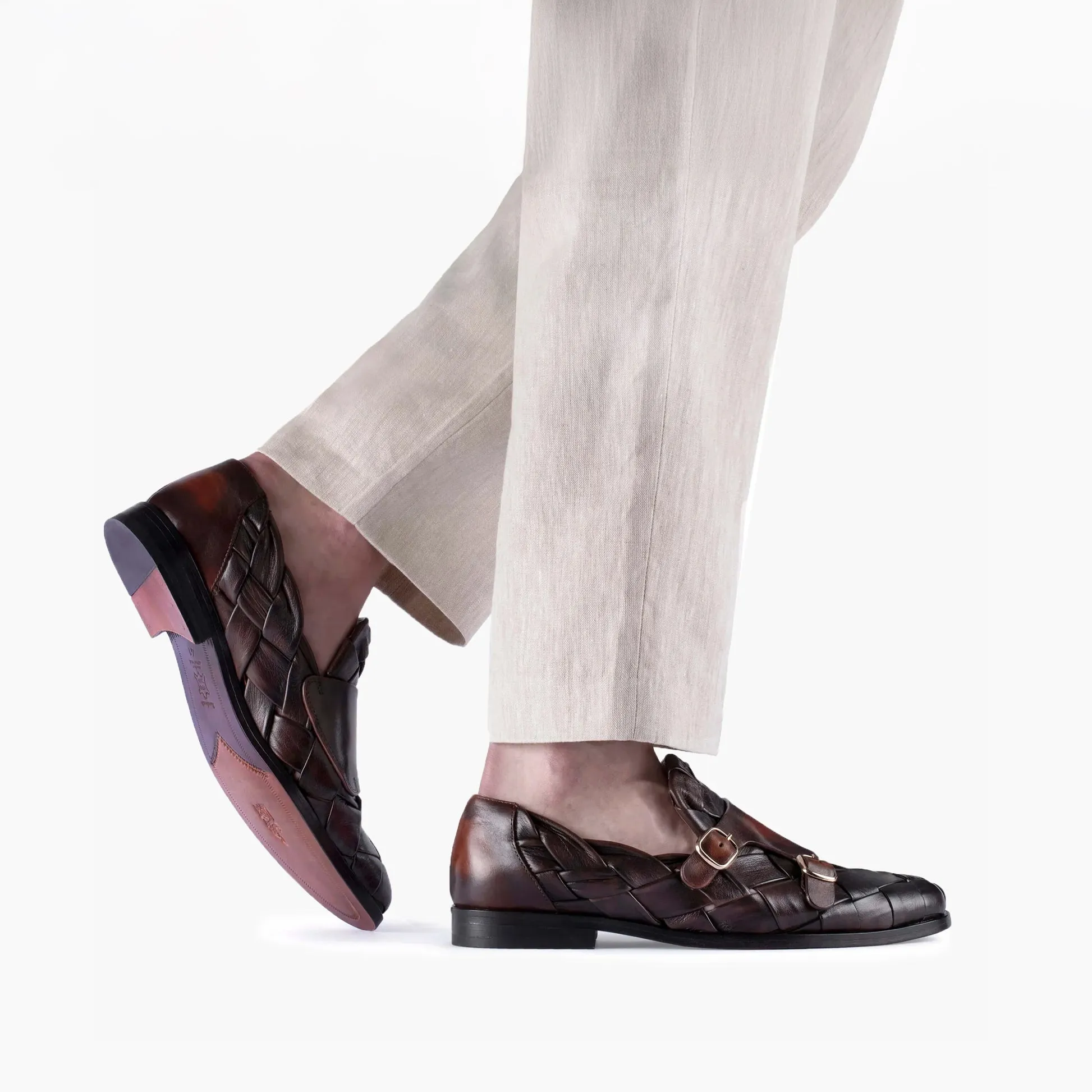 Men's Brown Woven Patina Double Monk Strap sold by Armos product image thumbnail 2