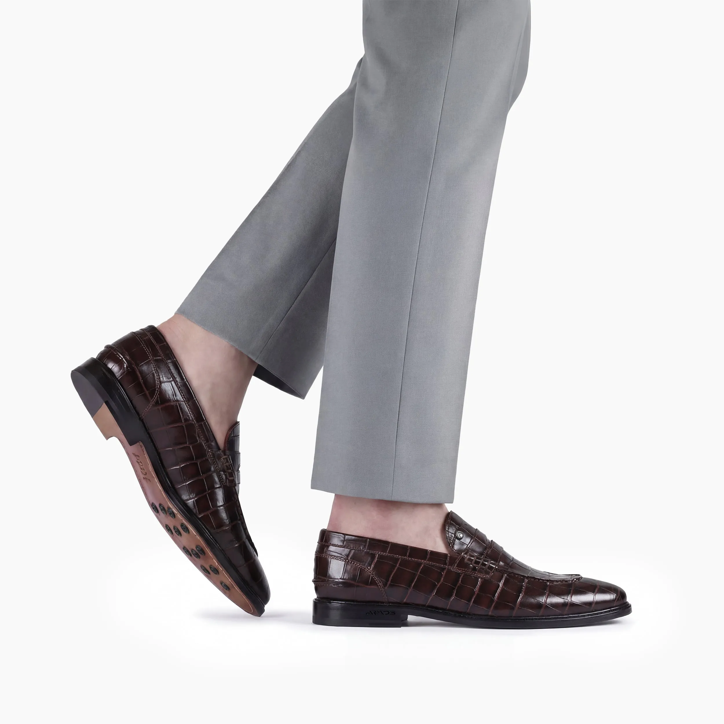 Men’s Brown Croc-Embossed Penny Loafer sold by Armos product image thumbnail 2