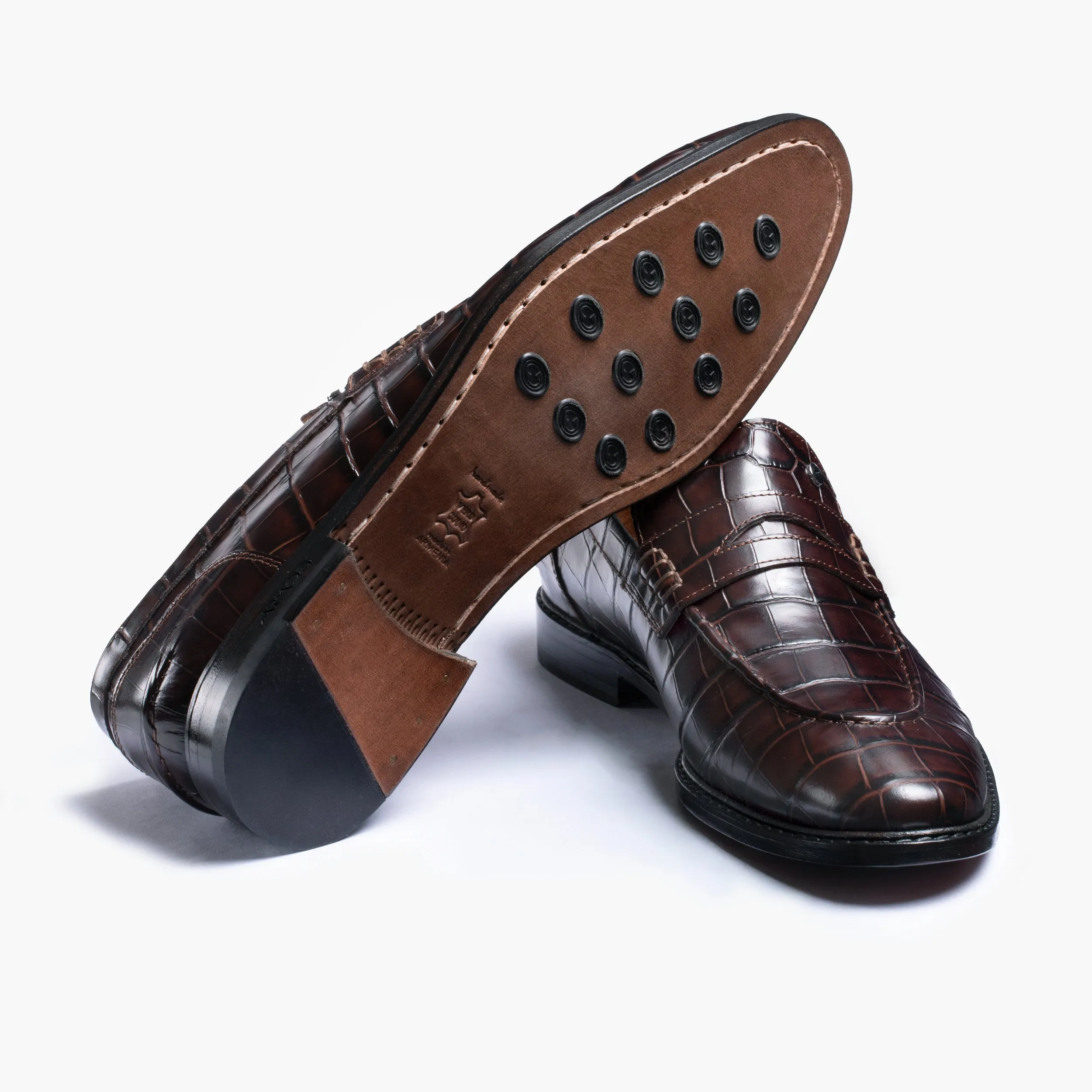 Men’s Brown Croc-Embossed Penny Loafer sold by Armos product image thumbnail 4