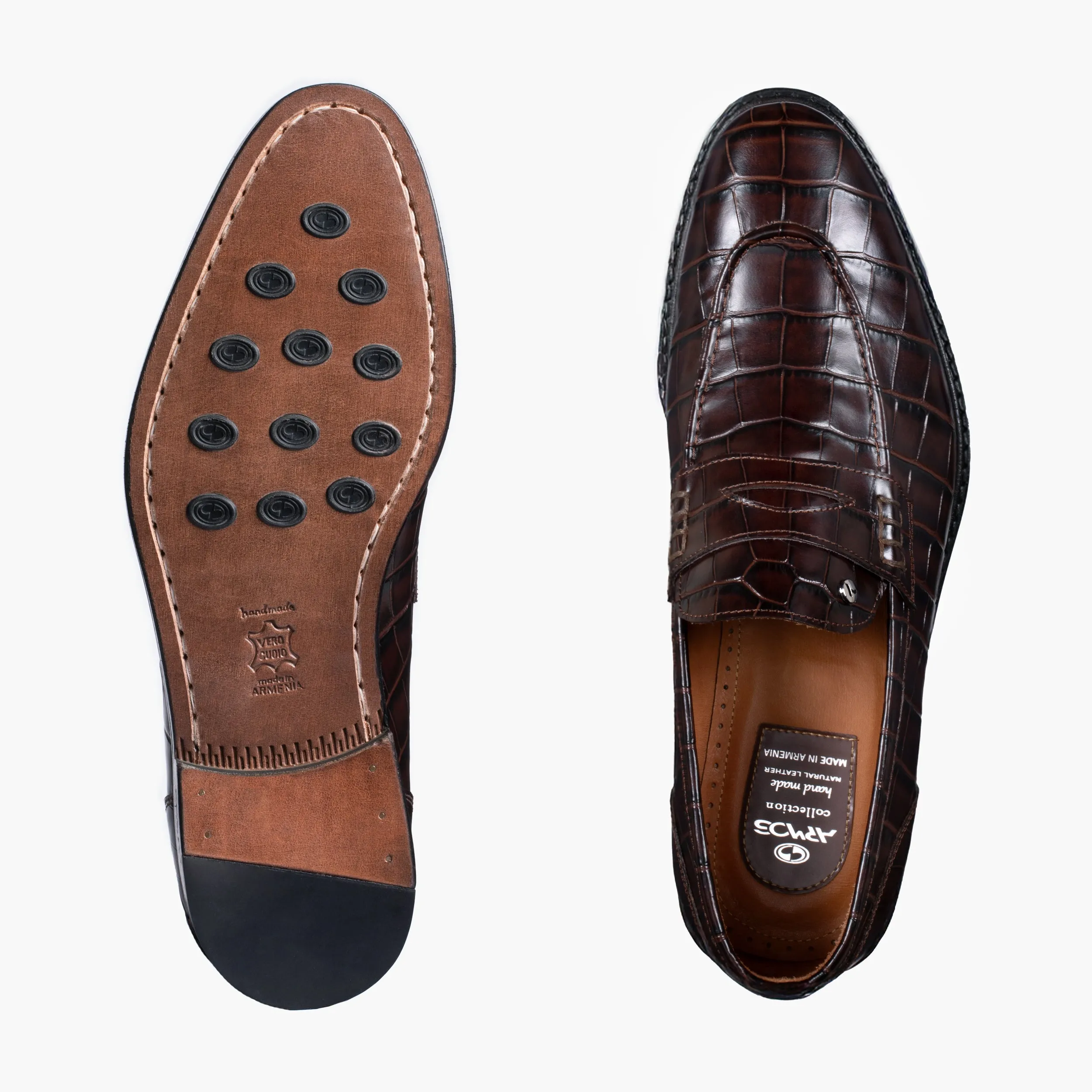 Men’s Brown Croc-Embossed Penny Loafer sold by Armos product image thumbnail 5