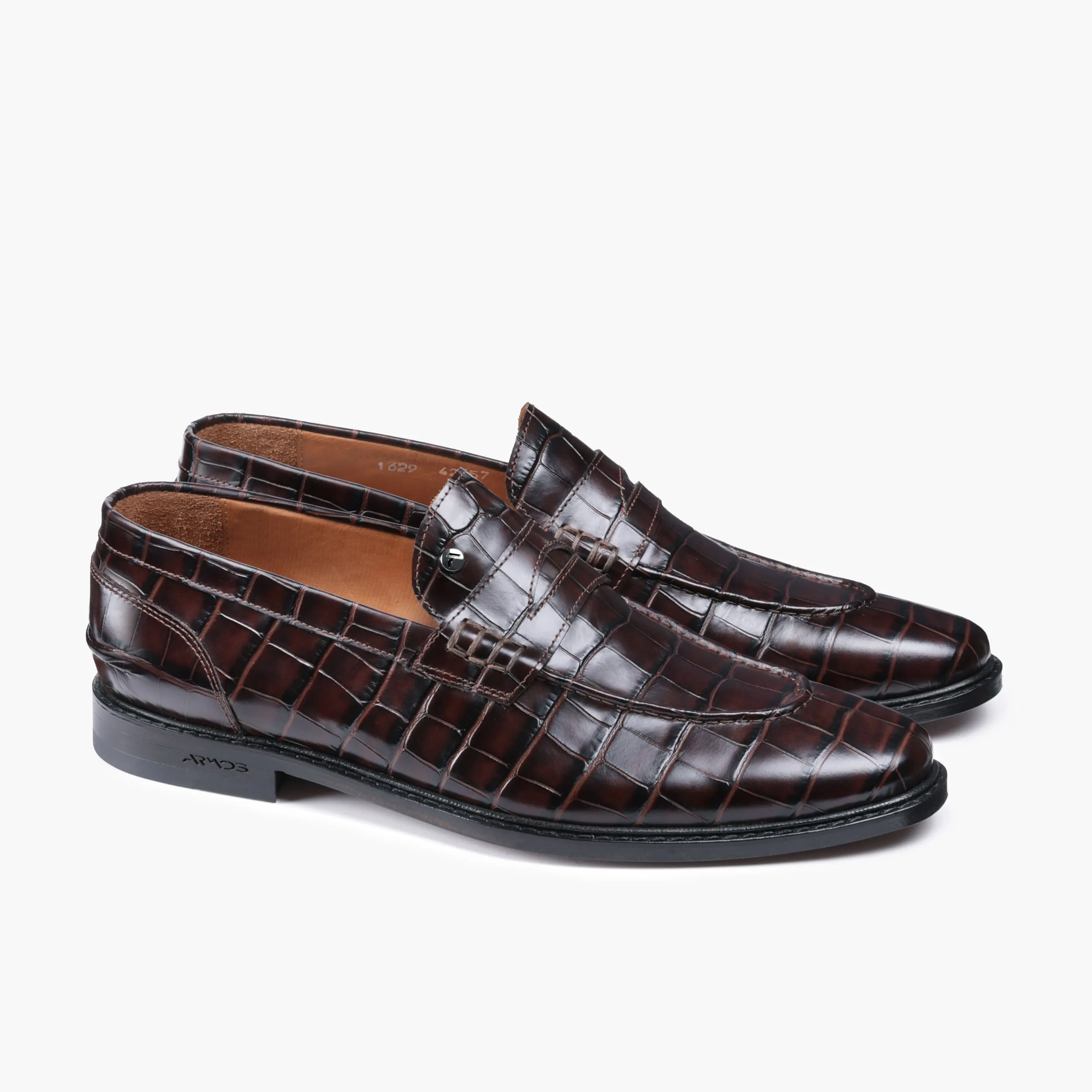 Men’s Brown Croc-Embossed Penny Loafer sold by Armos product image thumbnail 3