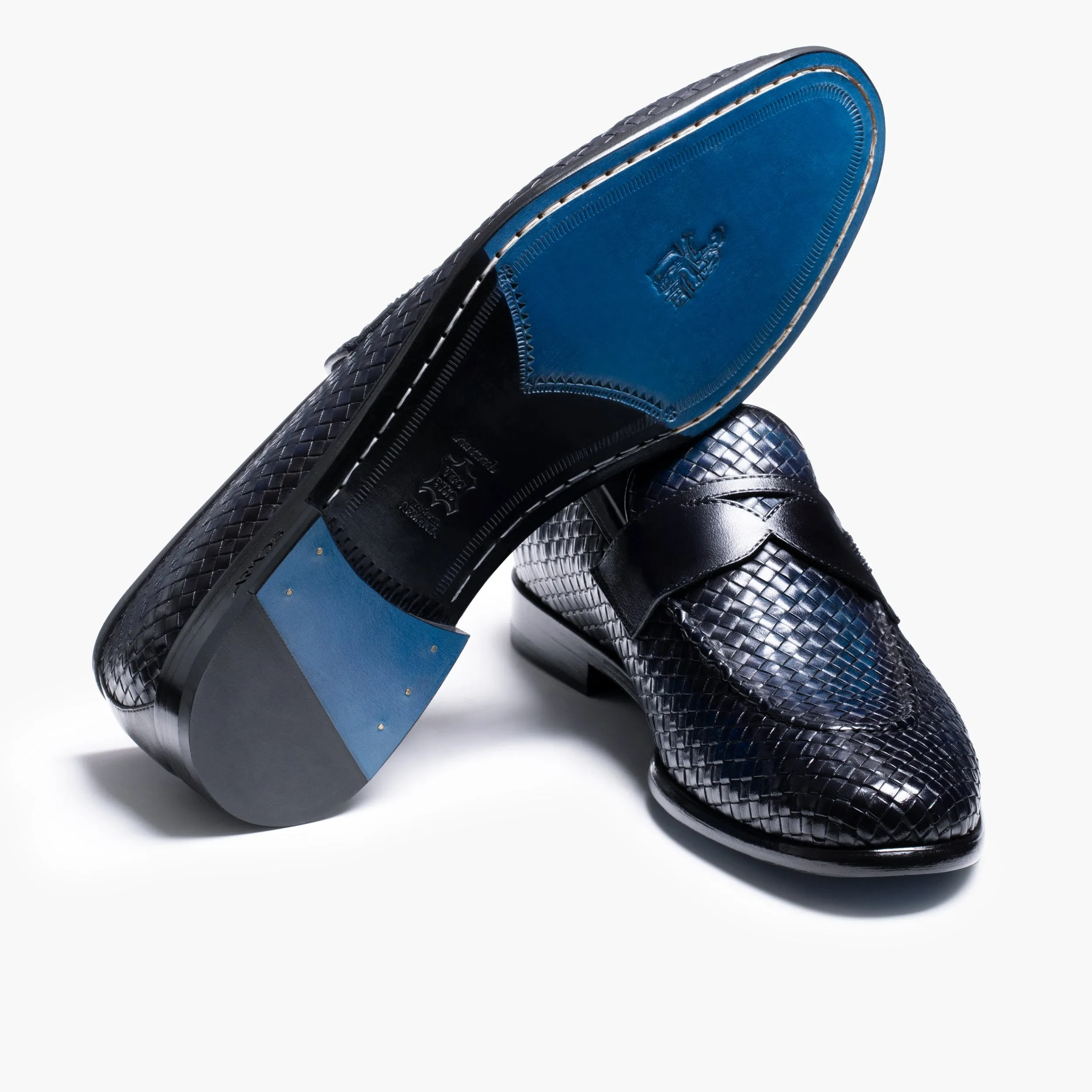 Men's Blue Woven Leather Penny Loafer sold by Armos product image thumbnail 4