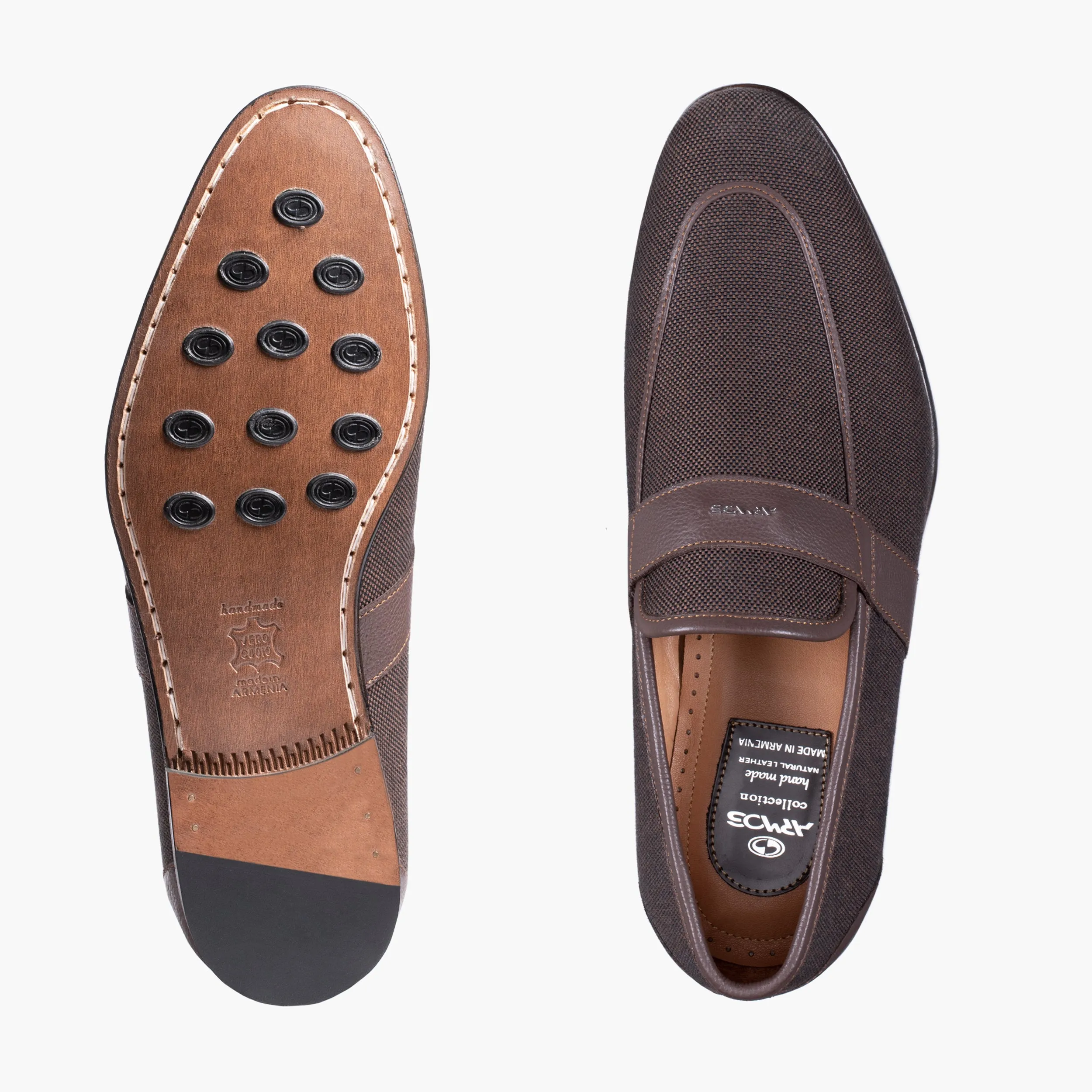 Men’s Brown Linen Penny Loafer sold by Armos product image thumbnail 5