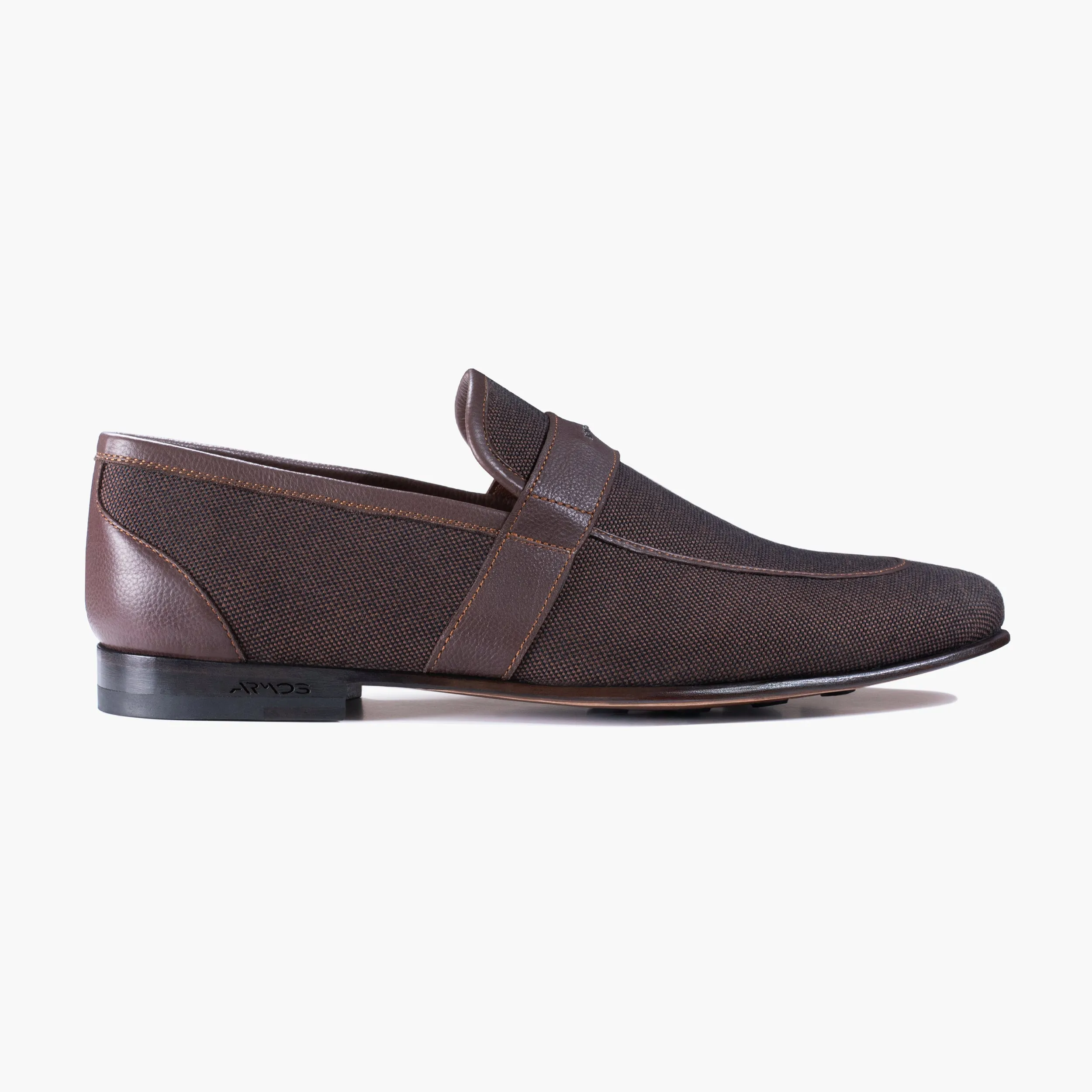 Men’s Brown Linen Penny Loafer sold by Armos