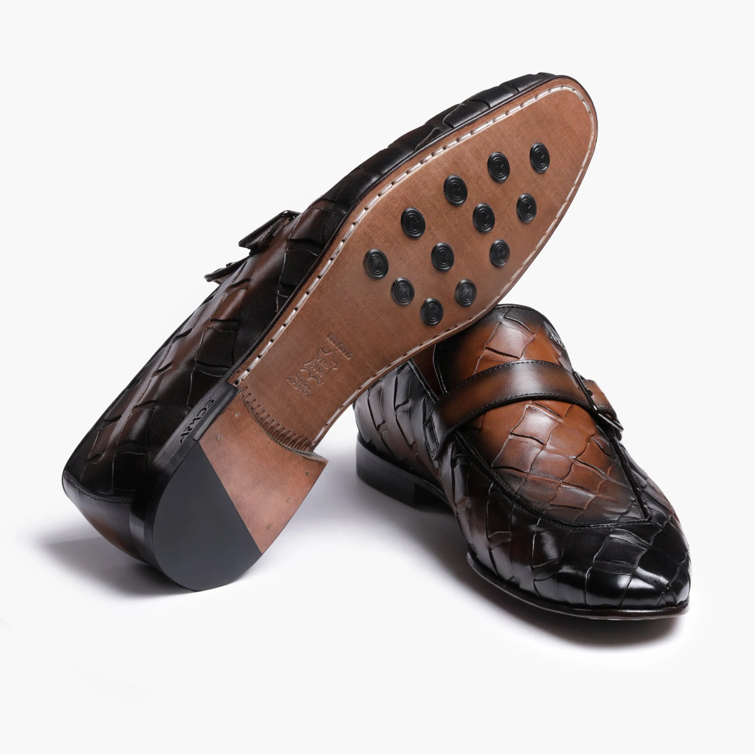 Men’s Brown Woven Single Monk Strap sold by Armos product image thumbnail 4