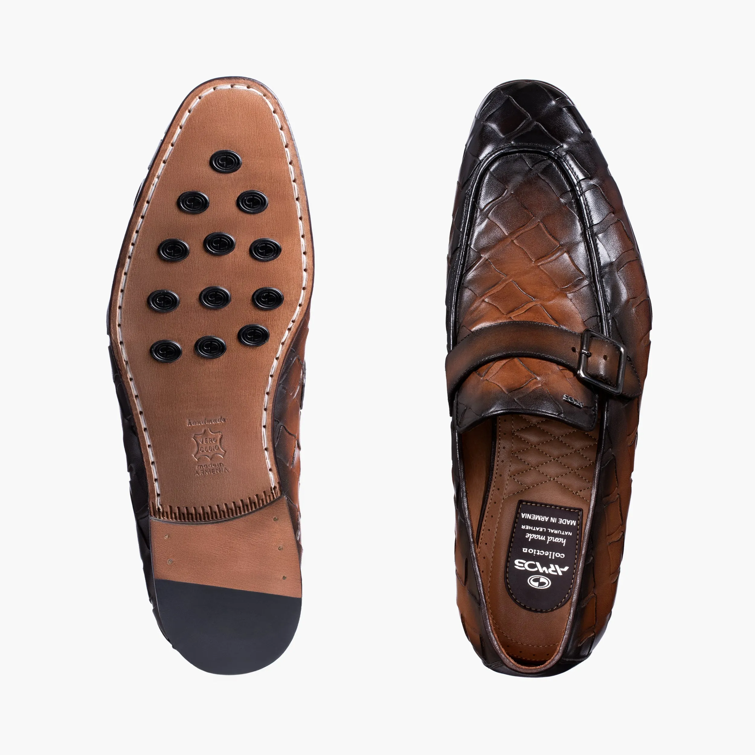 Men’s Brown Woven Single Monk Strap sold by Armos product image thumbnail 5