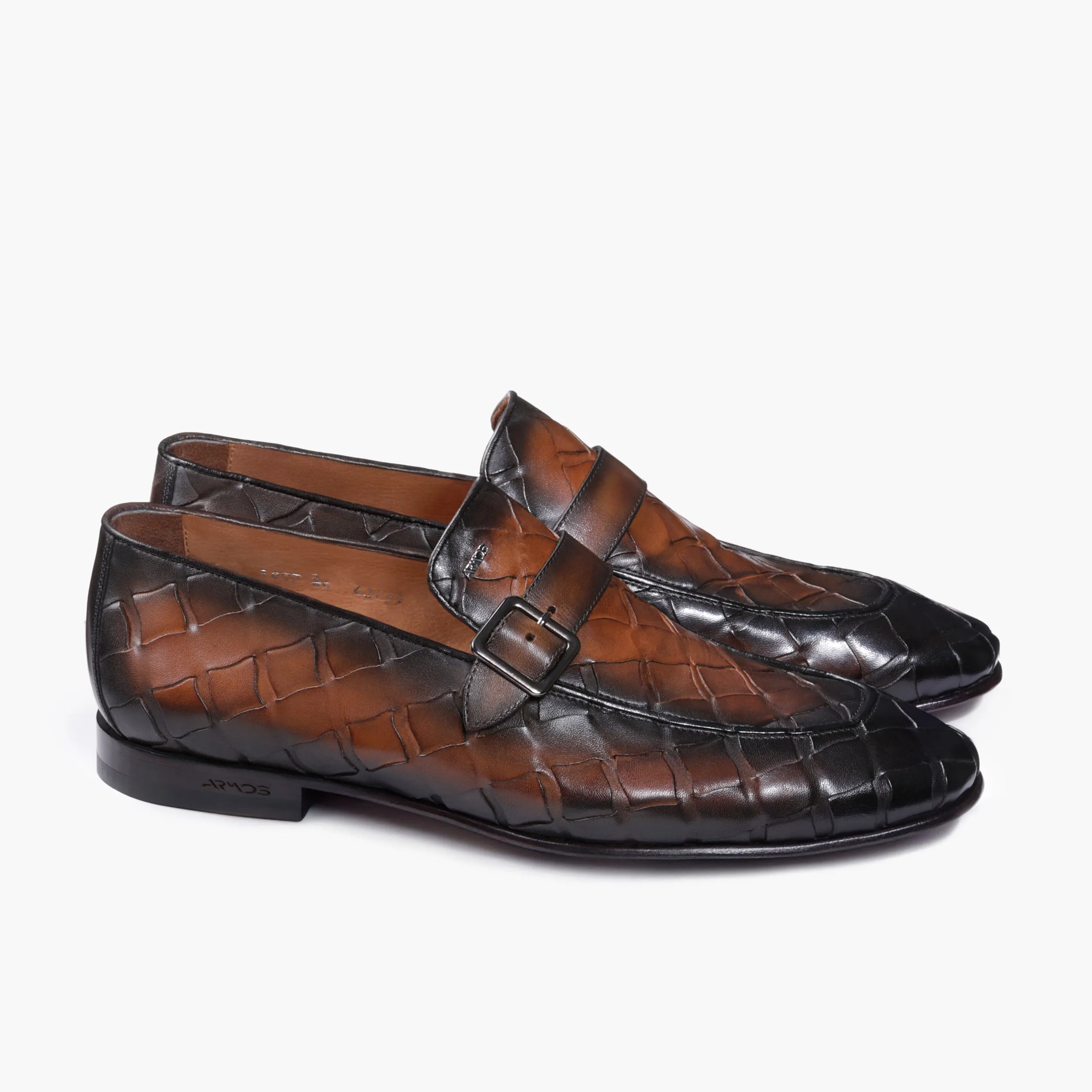 Men’s Brown Woven Single Monk Strap sold by Armos product image thumbnail 3