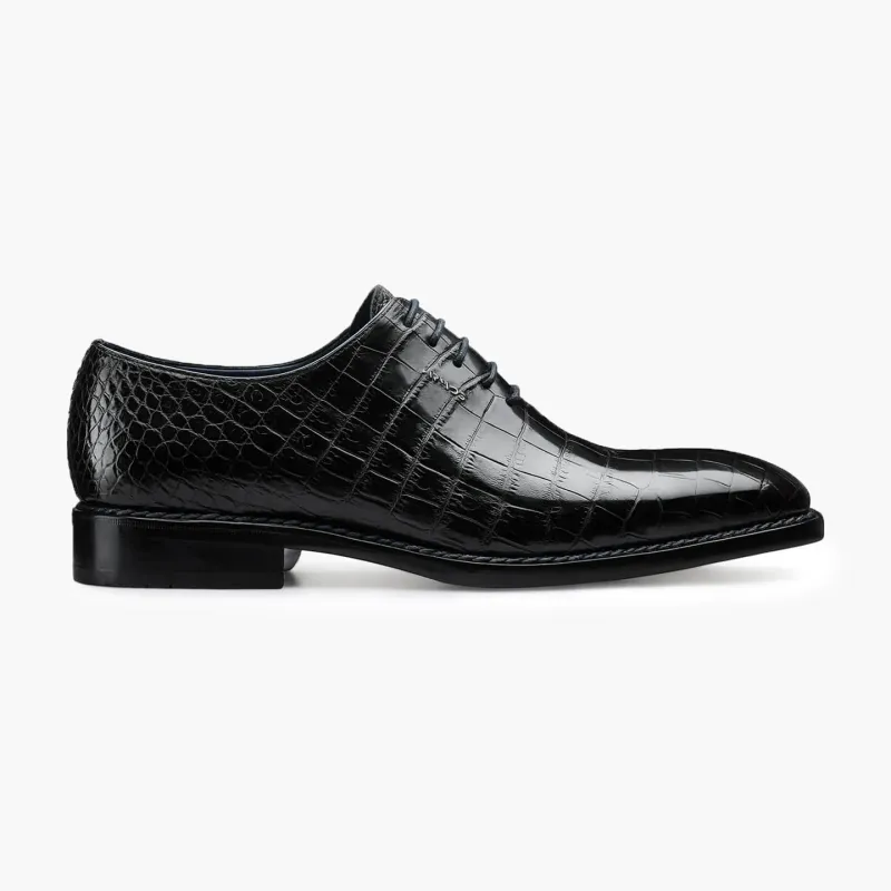 Men's Black Crocodile Leather Oxford made by Armos