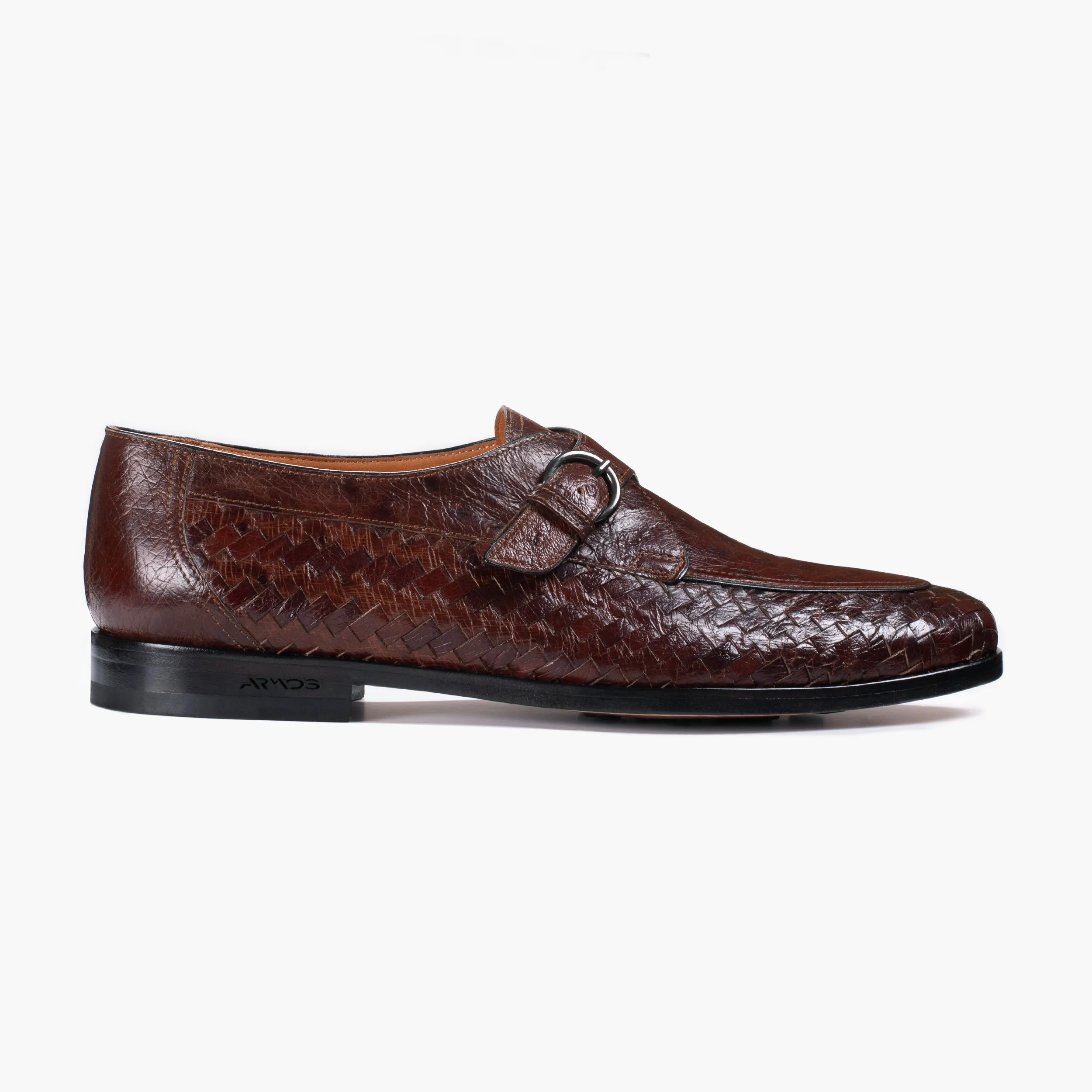 Men’s Brown Ostrich Leather Monk Strap sold by Armos