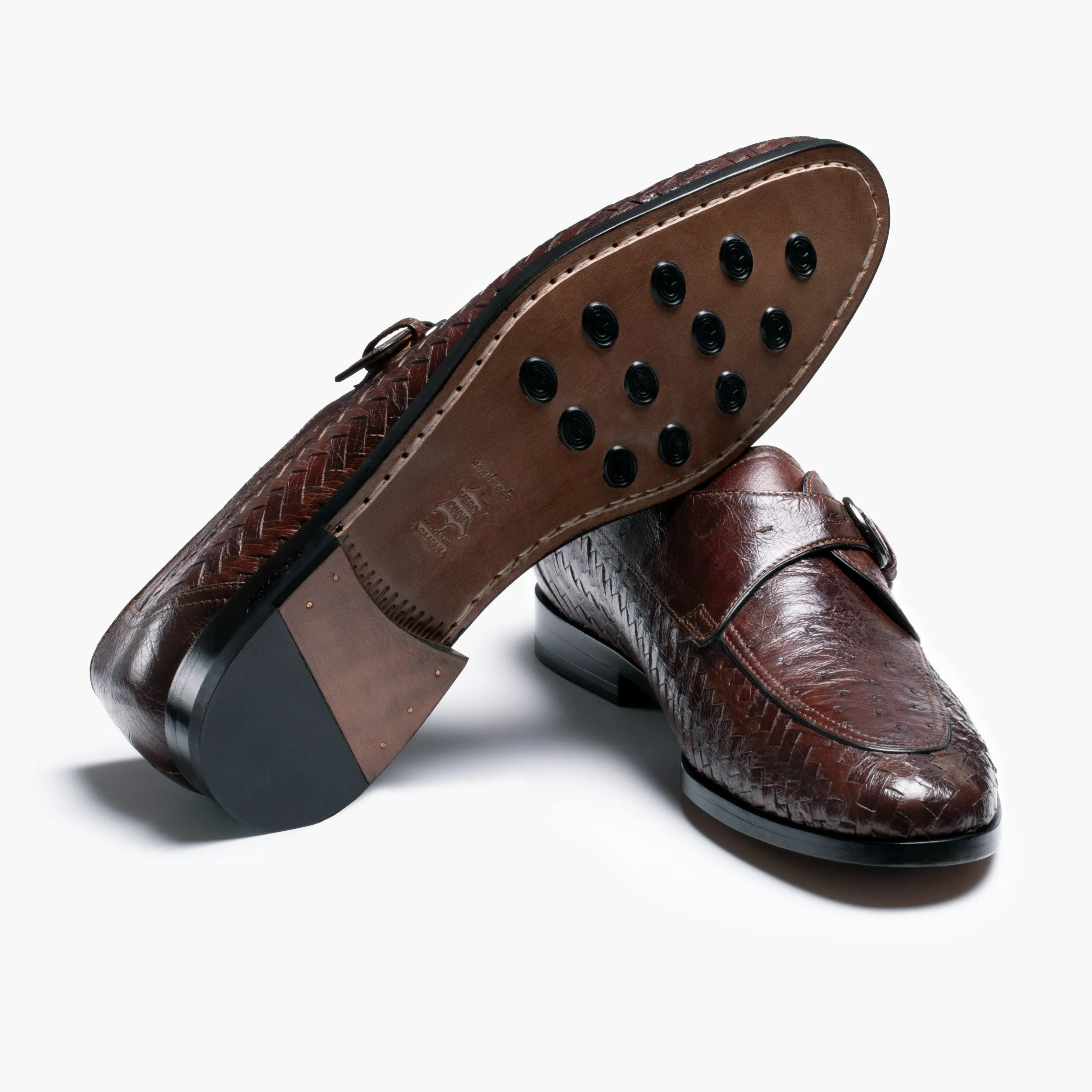Men’s Brown Ostrich Leather Monk Strap sold by Armos product image thumbnail 4