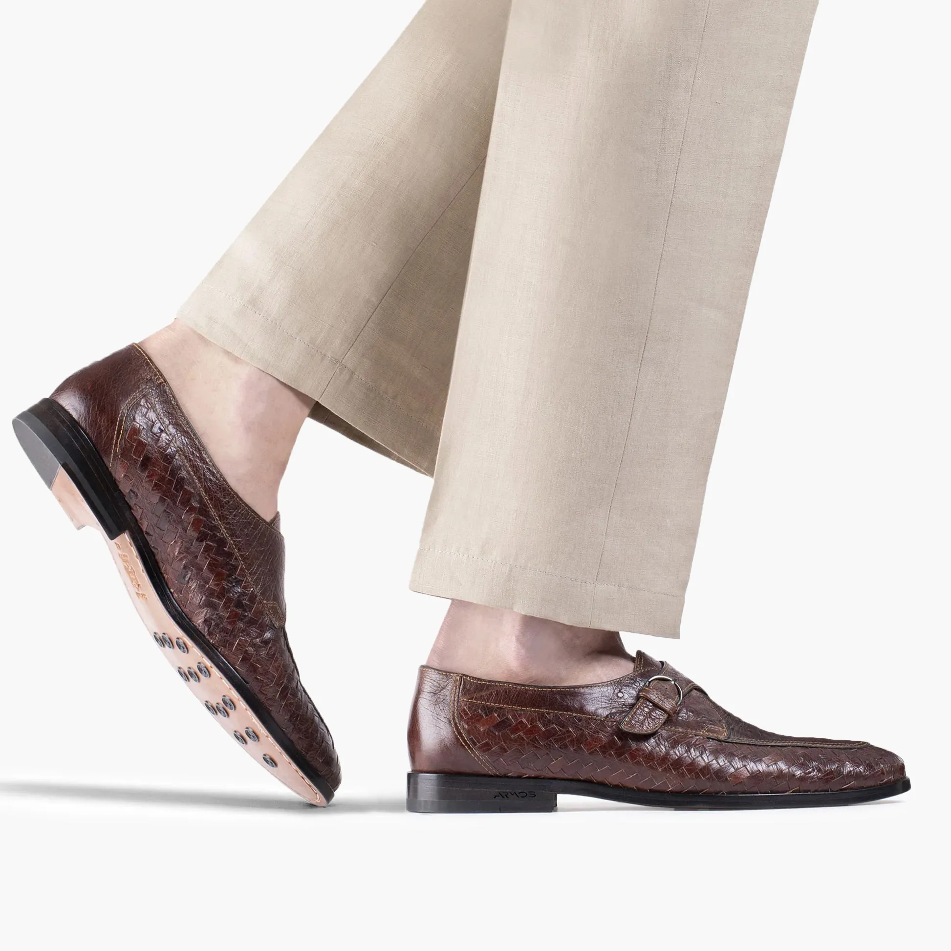 Men’s Brown Ostrich Leather Monk Strap sold by Armos product image thumbnail 2
