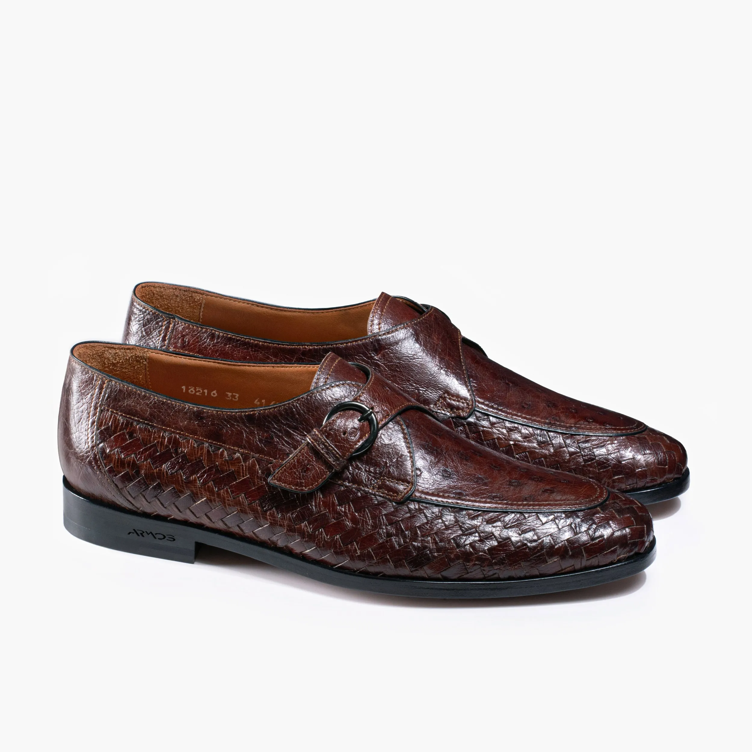 Men’s Brown Ostrich Leather Monk Strap sold by Armos product image thumbnail 3