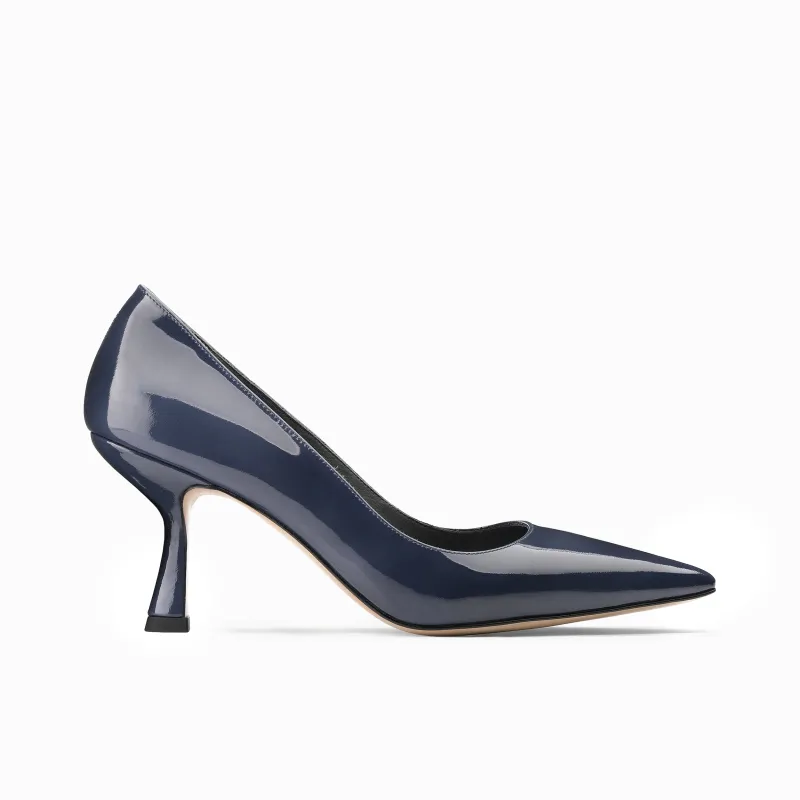 Women’s Ink-Blue Patent Leather Pump made by Armos