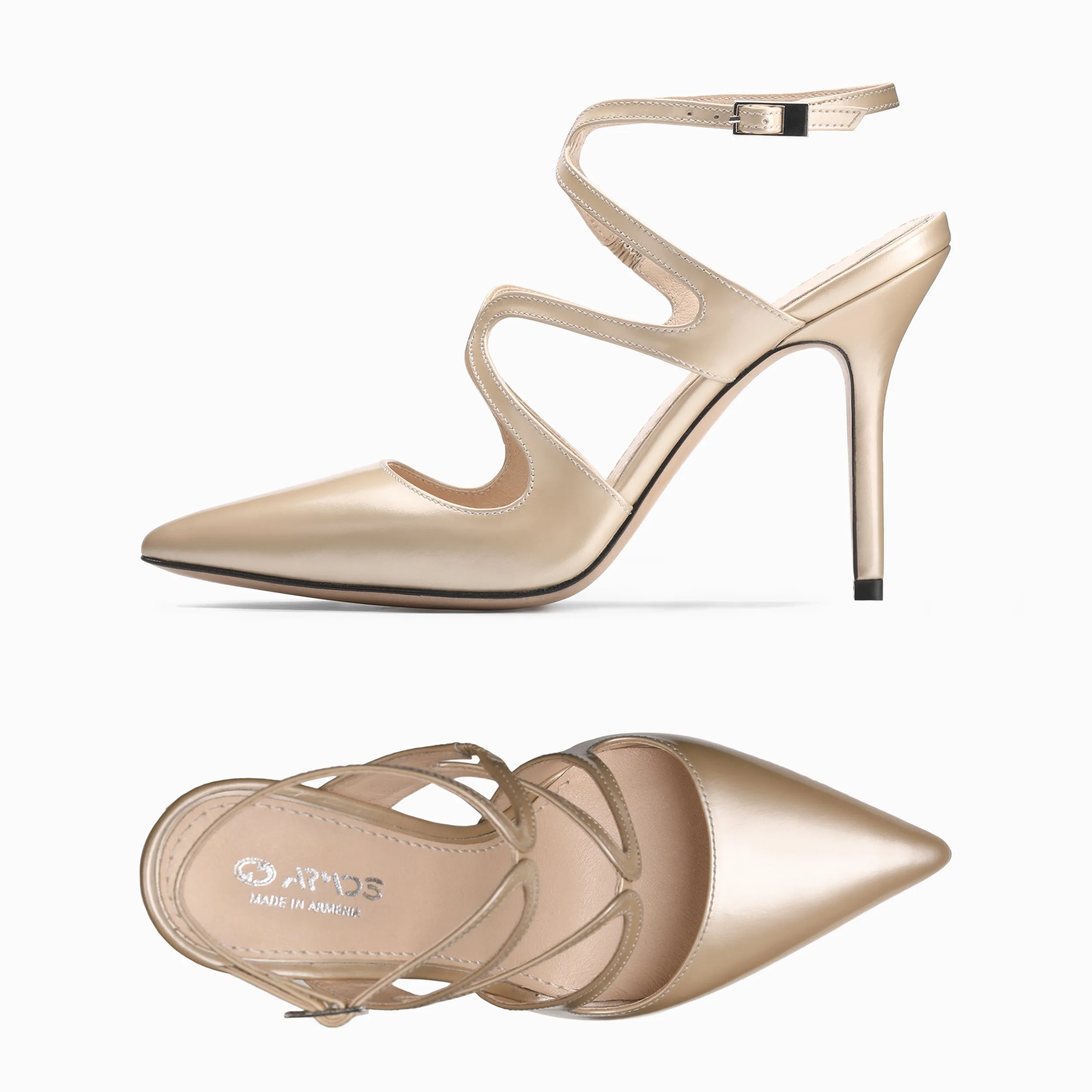 Women’s Champagne Leather Slingback Pump sold by Armos product image thumbnail 3