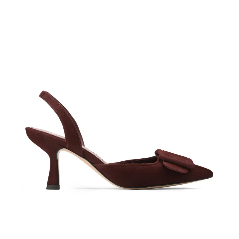 Women’s Burgundy Suede Slingback Pump made by Armos