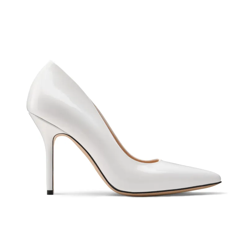 Women's White Patent Leather Pump made by Armos