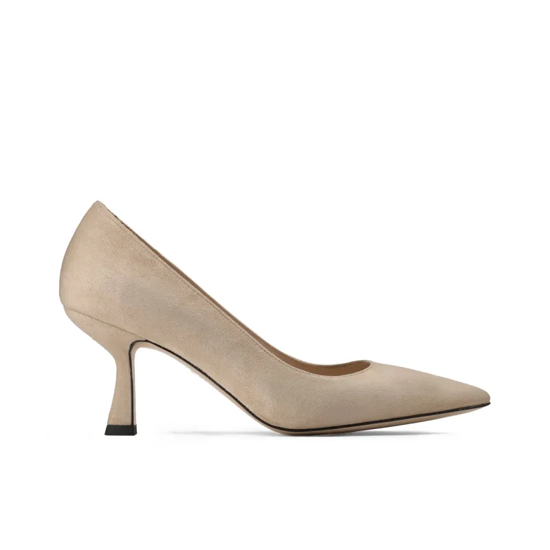 Women’s Beige Suede Flared-Heel Pump made by Armos