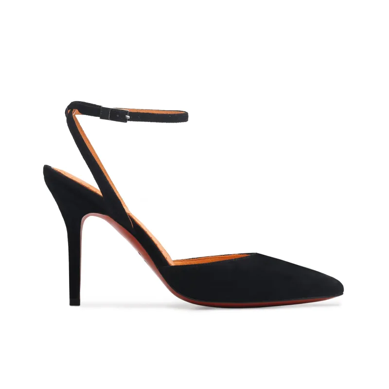 Women's Black Suede Slingback Pump made by Armos