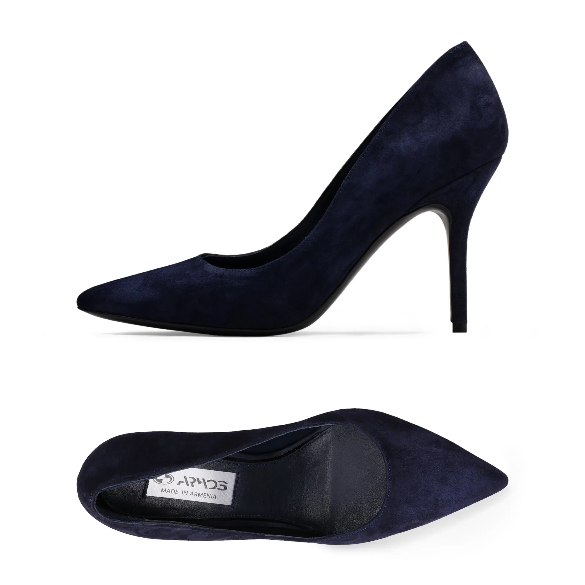 Women’s Navy Suede Pointed-Toe Pump sold by Armos product image thumbnail 4