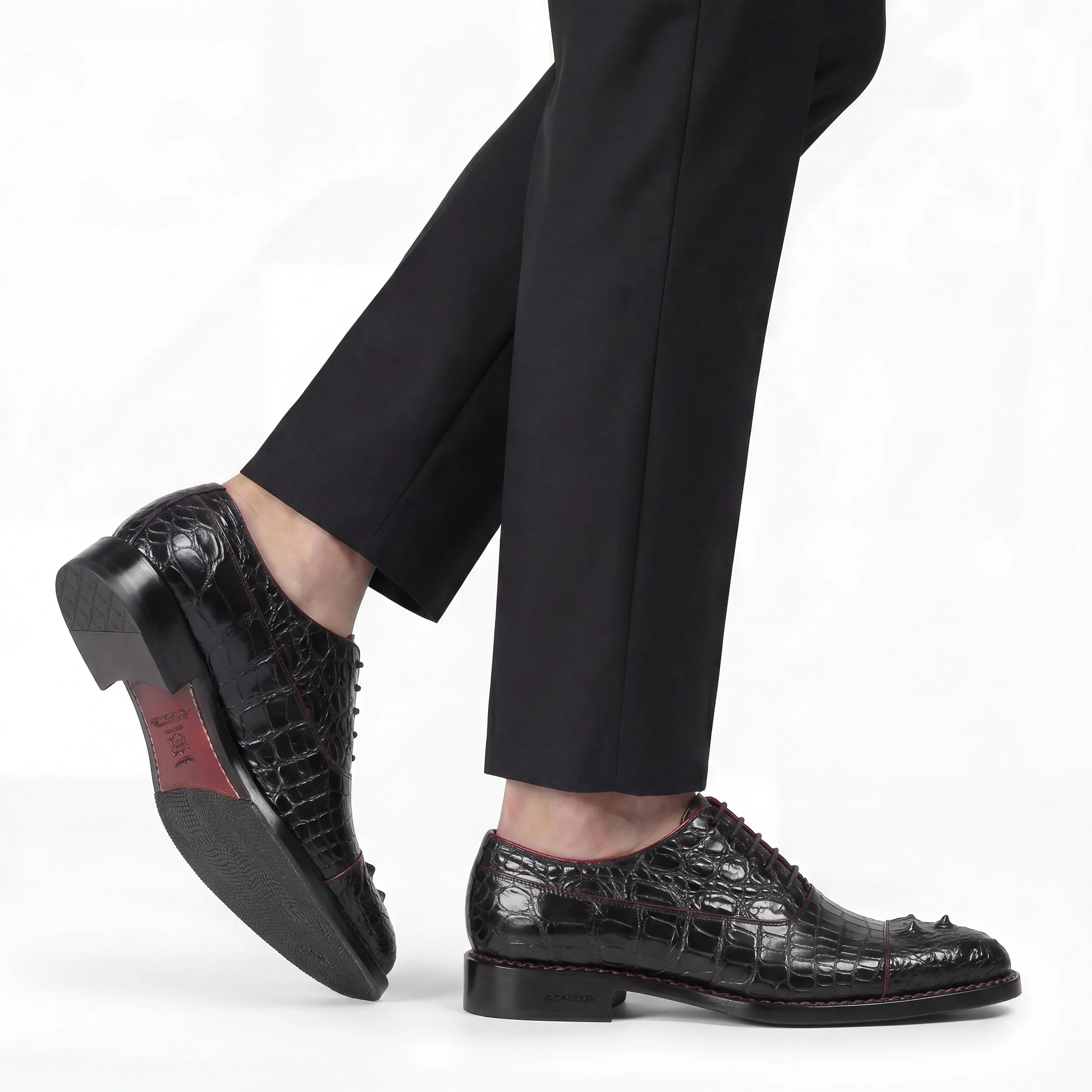 Men’s Black Crocodile Leather Cap Toe Oxford sold by Armos product image thumbnail 2