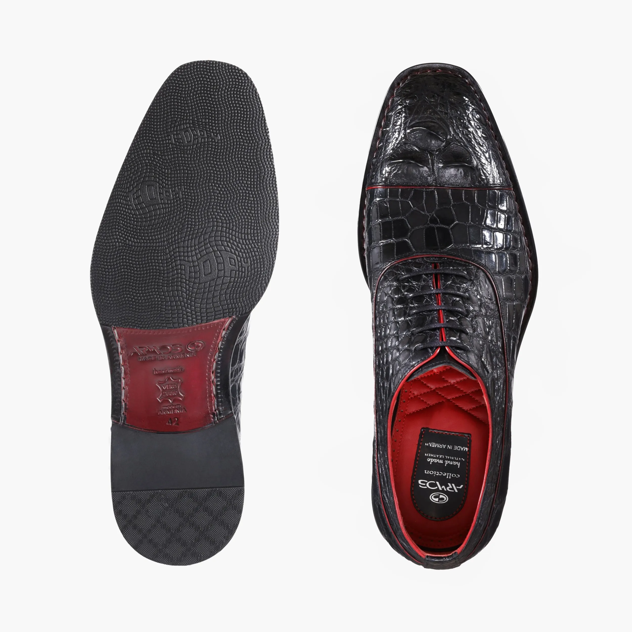 Men’s Black Crocodile Leather Cap Toe Oxford sold by Armos product image thumbnail 5