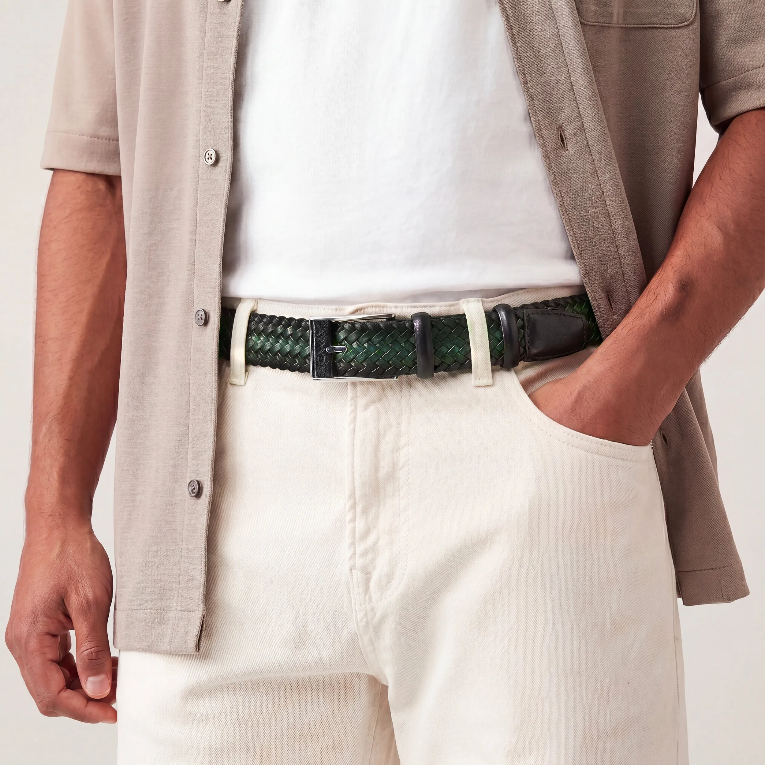 Men’s Green Patina Braided Leather Belt sold by Armos product image thumbnail 2