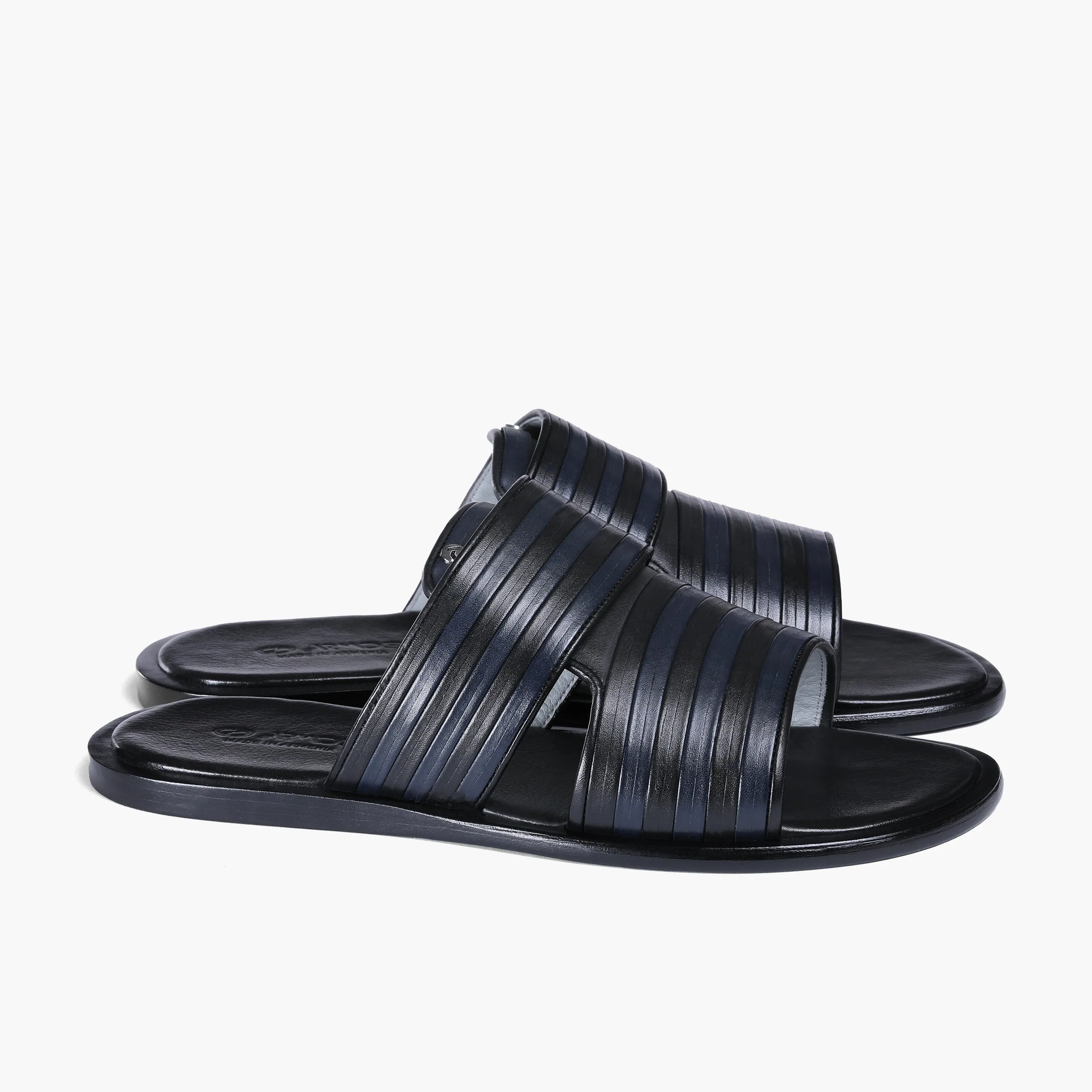 Men’s Black and Navy Leather Slide sold by Armos product image thumbnail 3
