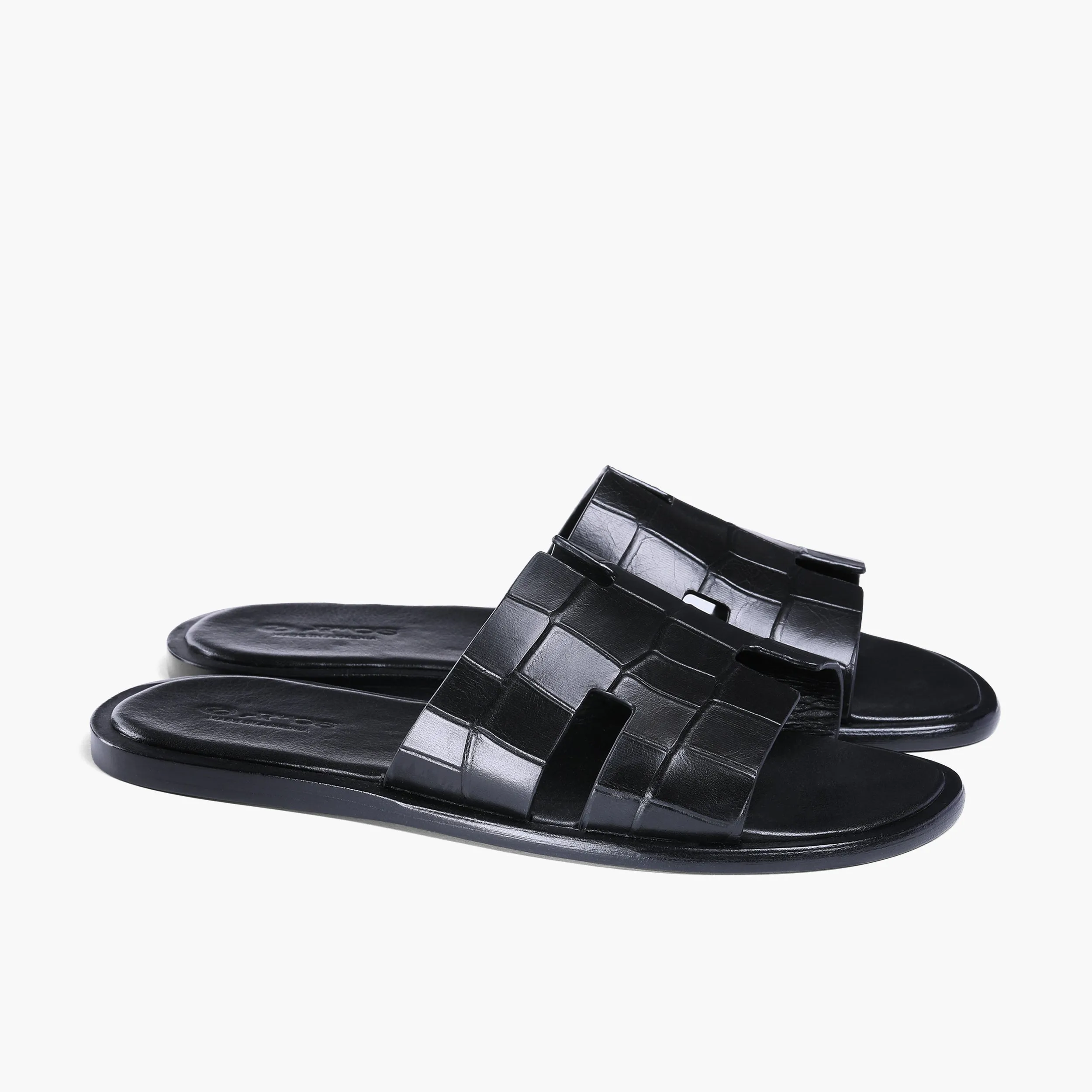 Men’s Black Croc-Embossed Leather Slide sold by Armos product image thumbnail 3