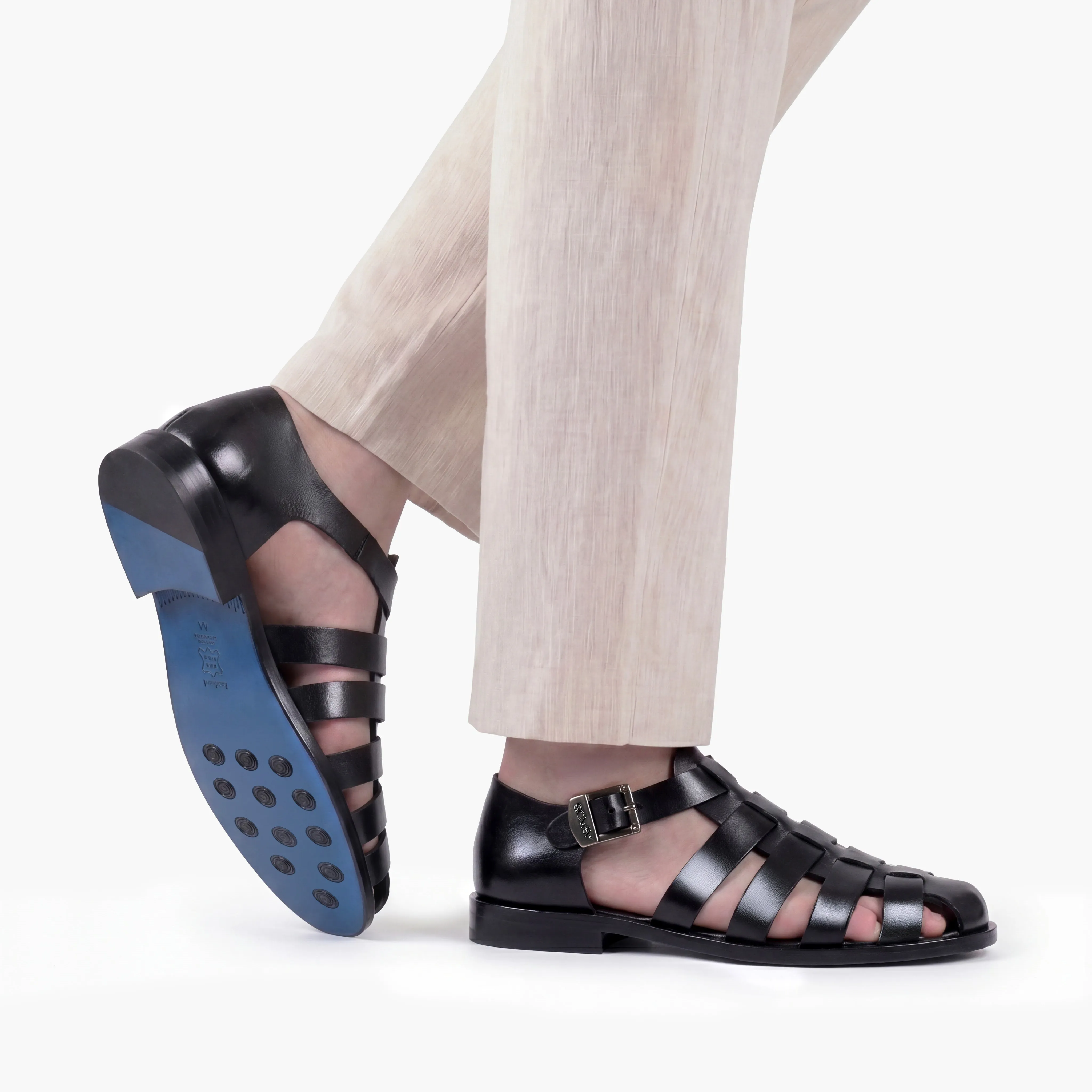 Men’s Black Leather Fisherman Sandal sold by Armos product image thumbnail 2