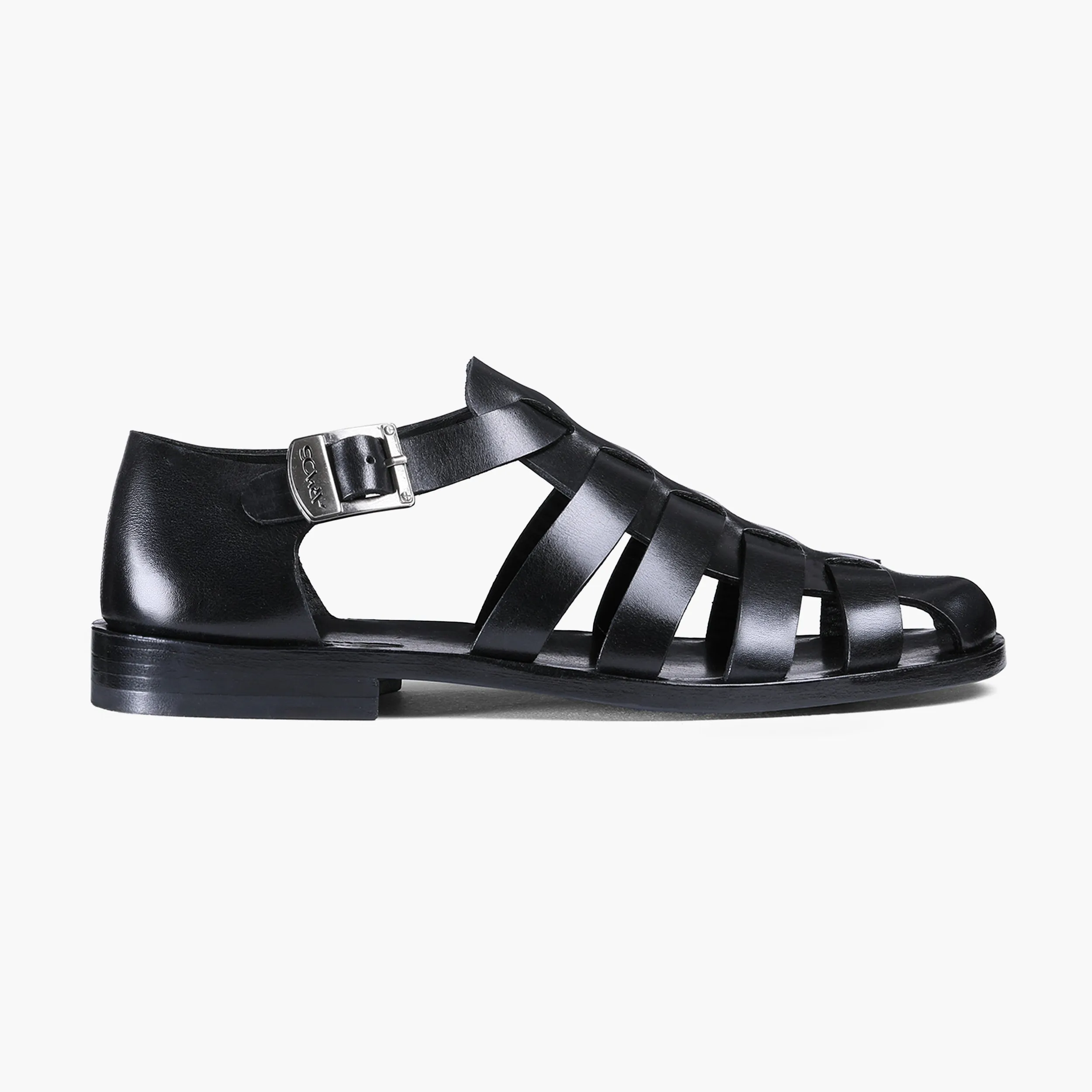 Men’s Black Leather Fisherman Sandal sold by Armos
