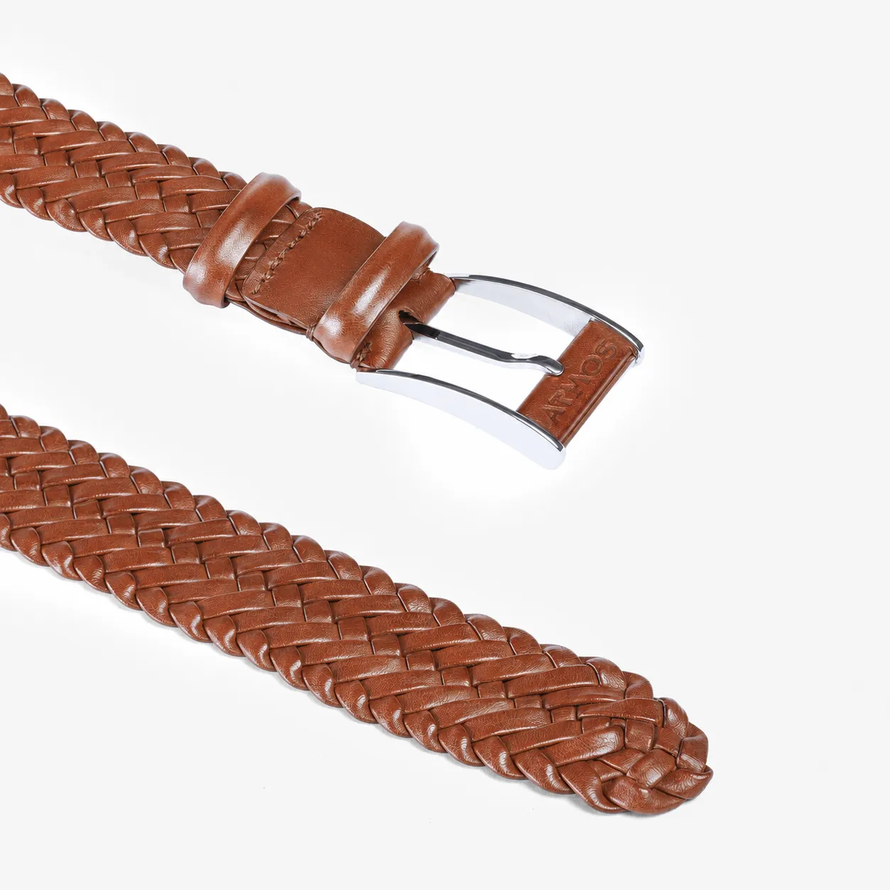 Men’s Cognac Braided Leather Belt sold by Armos product image thumbnail 4