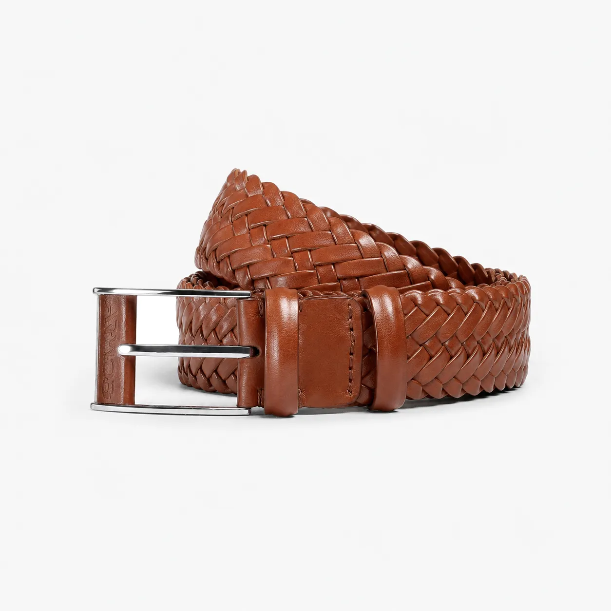 Men’s Cognac Braided Leather Belt sold by Armos product image thumbnail 3