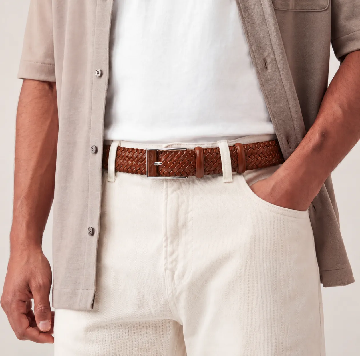 Men’s Cognac Braided Leather Belt sold by Armos product image thumbnail 2