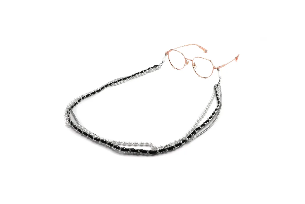 Pearl & Silver Leather Chain sold by Dilly-Dollar Optical