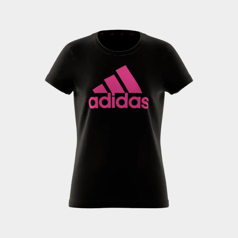 Adidas Girls Essential Badge of Sports Tee Black/Pink _ 173662 _ Black made by Adidas