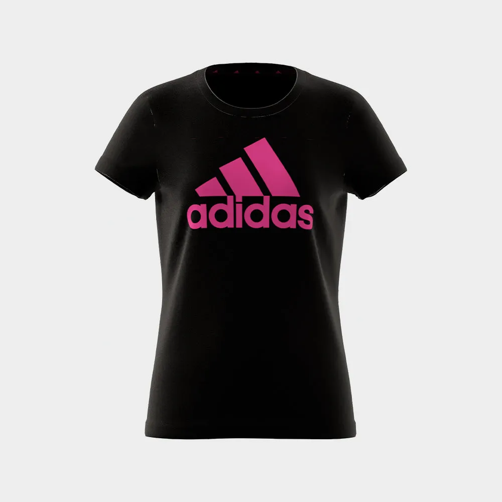 Adidas Girls Essential Badge of Sports Tee Black/Pink _ 173662 _ Black sold by Tekkie Town