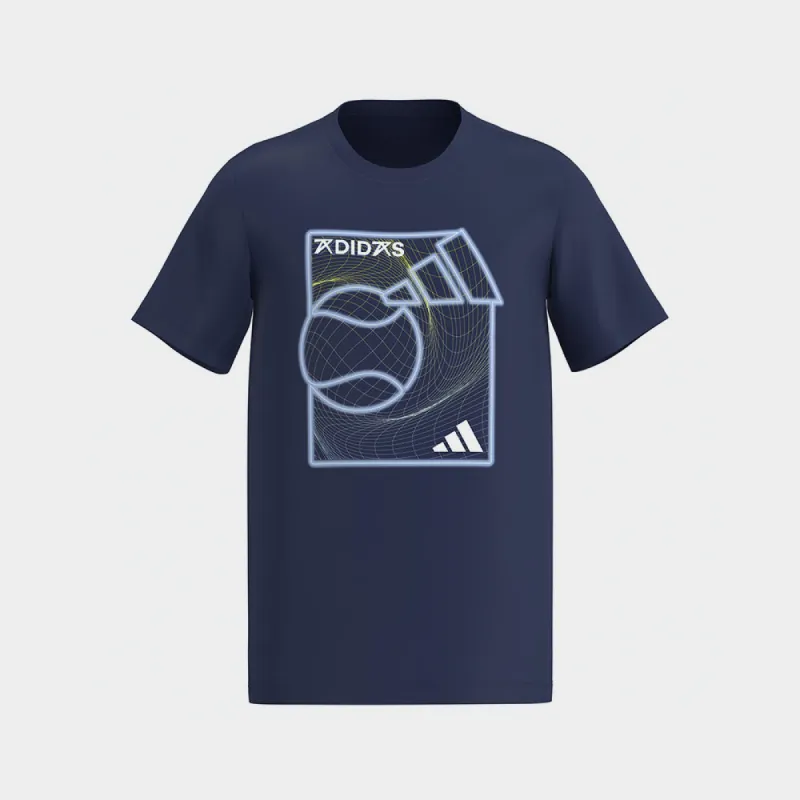 Adidas Mens Tennis Play Graphic Tee Blue/Multi _ 180884 _ Blue sold by Tekkie Town