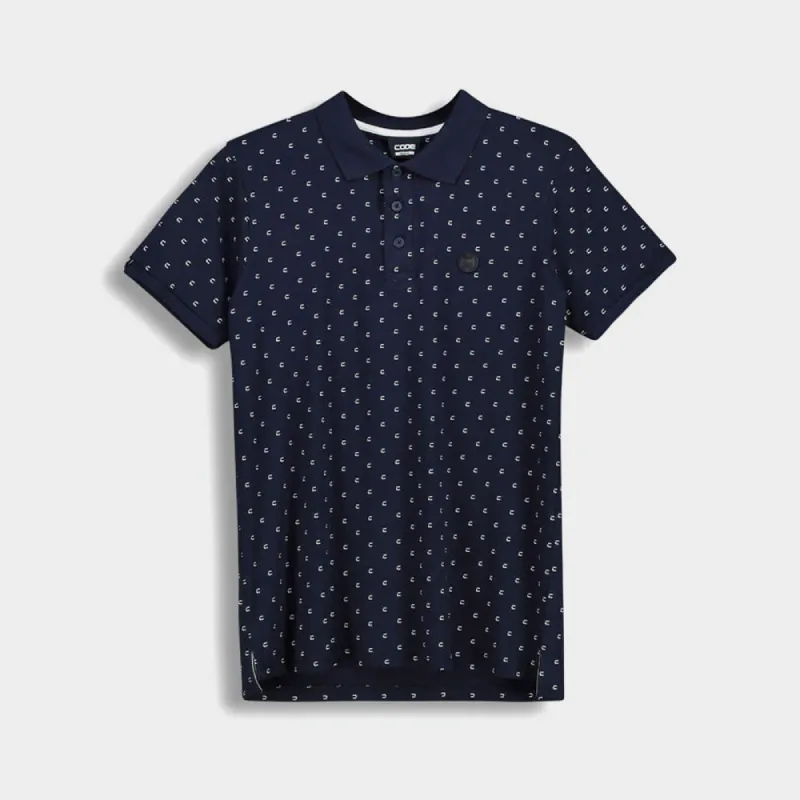 Code Mens Sj AOP Golfer Shirt Blue/White _ 180704 _ Blue sold by Tekkie Town