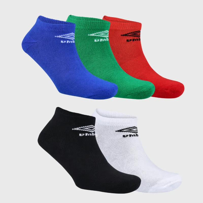 Umbro Unisex 5 Pack Fashion Hidden Socks Multi sold by Tekkie Town