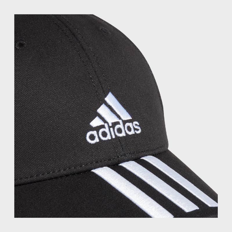 Adidas Unisex Three Stripe Cotton Cap Black/White _ 166425 _ Black sold by Tekkie Town product image thumbnail 3