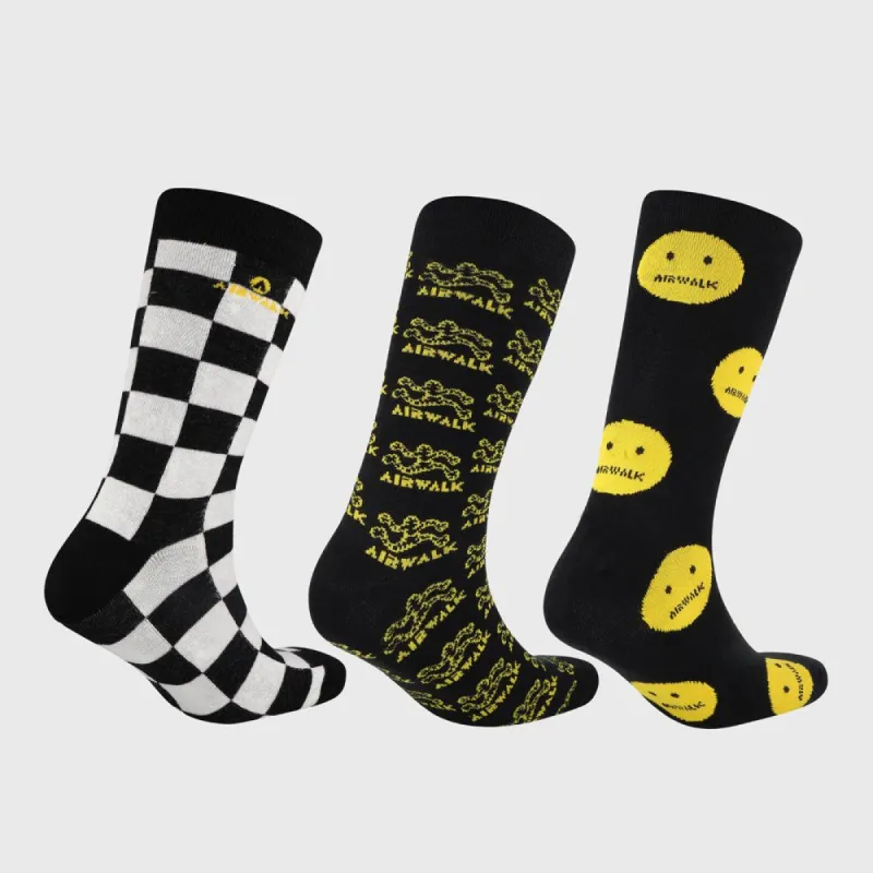 Airwalk 3 Pack Checkerboard Crew Sock Black sold by Tekkie Town