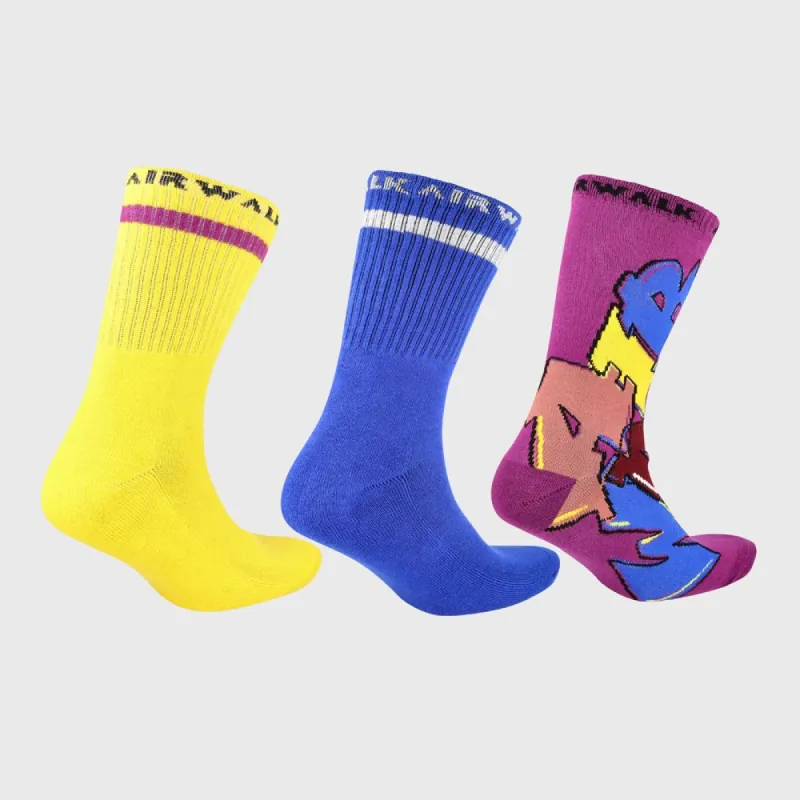 Airwalk 3 Pack Branded Crew Sock Multi sold by Tekkie Town