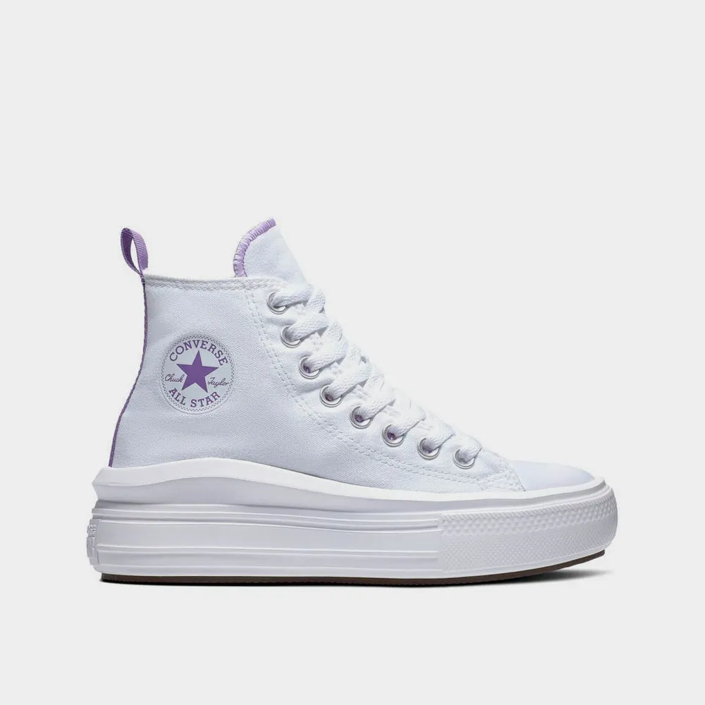 Converse Girls Chuck Taylor All Star Move Platform Sneaker White/Purple _ 174018 _ White sold by Tekkie Town